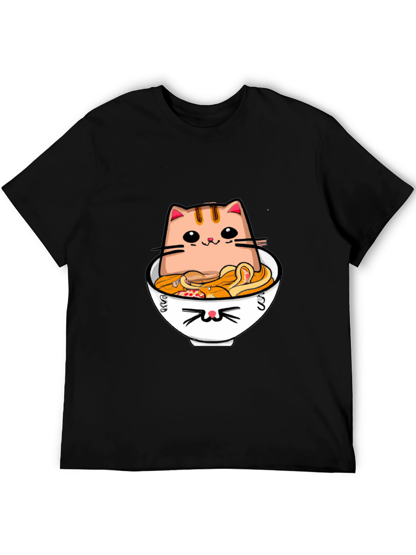 Cat Ramen T-Shirt - Kawaii Noodle Bowl Design