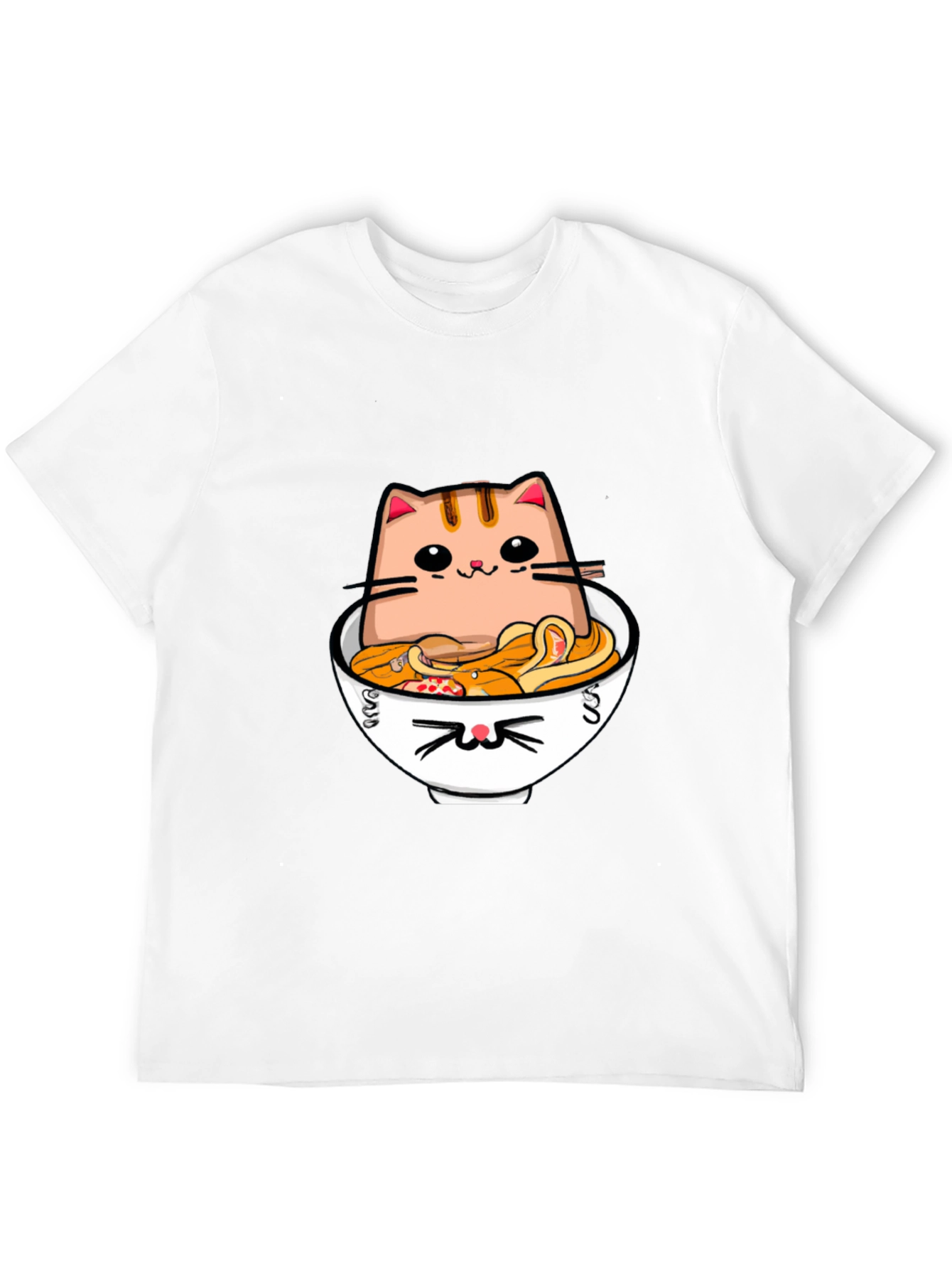 Cat Ramen T-Shirt - Kawaii Noodle Bowl Design