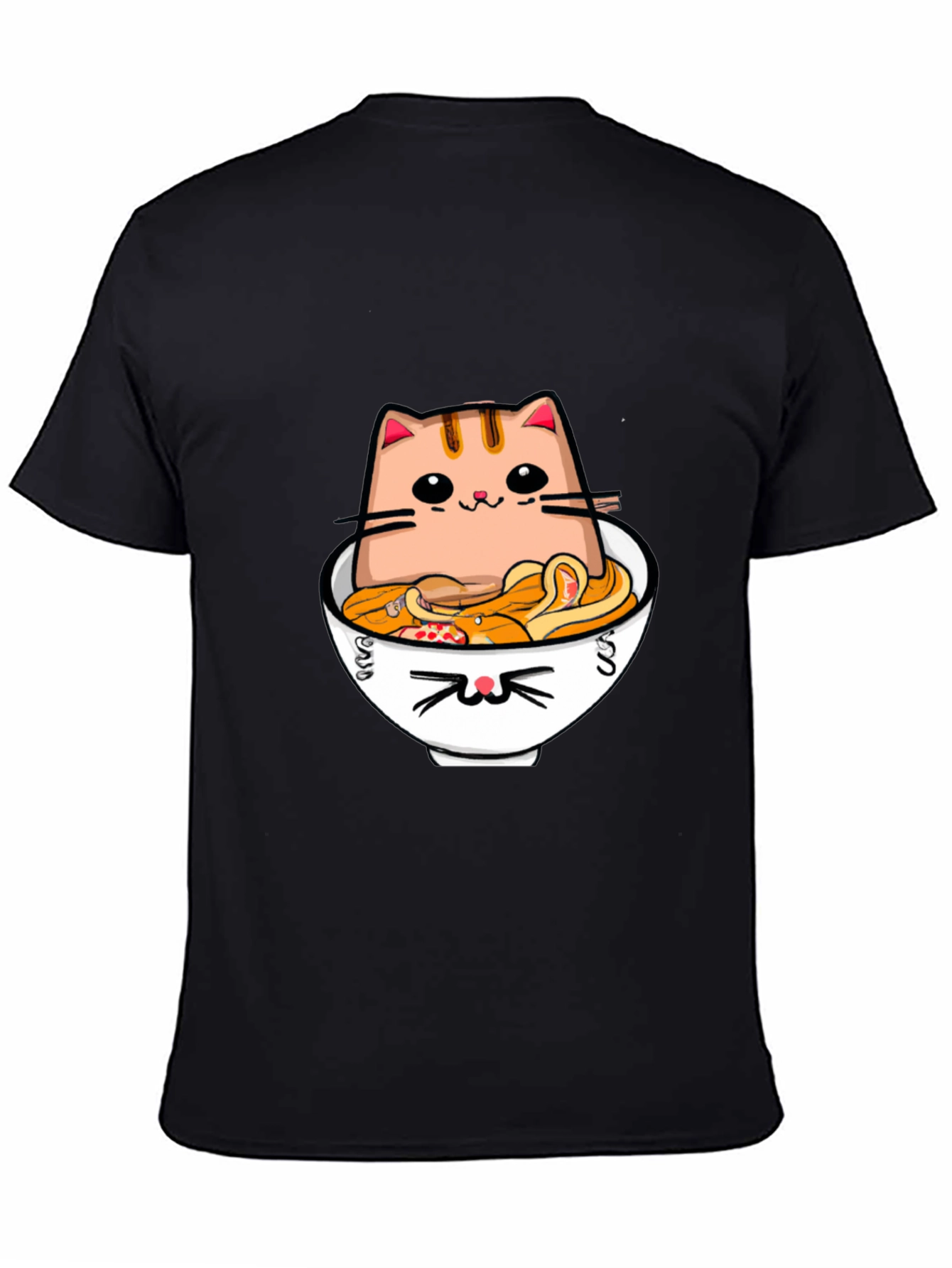 Cat Ramen T-Shirt - Kawaii Noodle Bowl Design