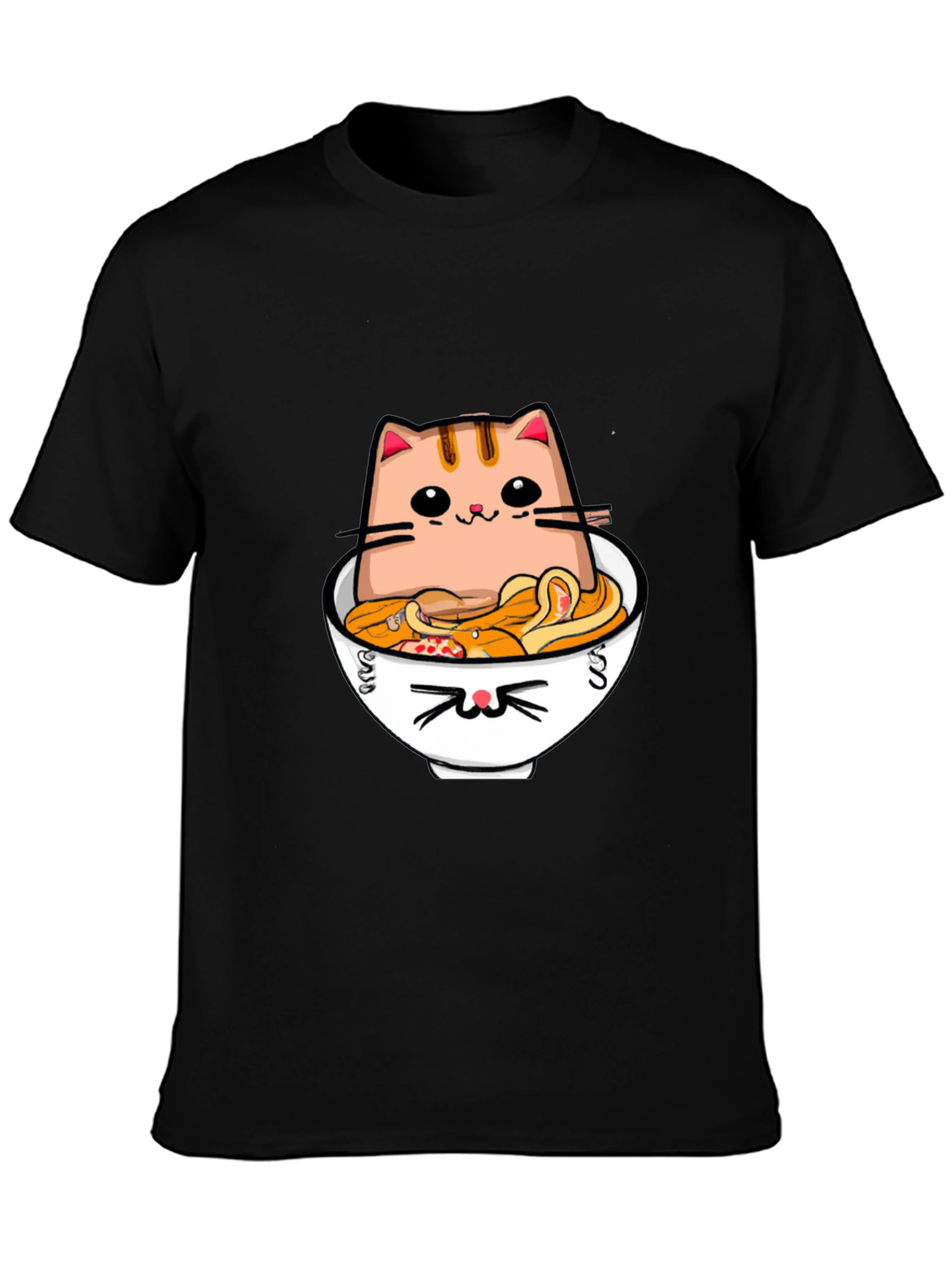 Cat Ramen T-Shirt - Kawaii Noodle Bowl Design