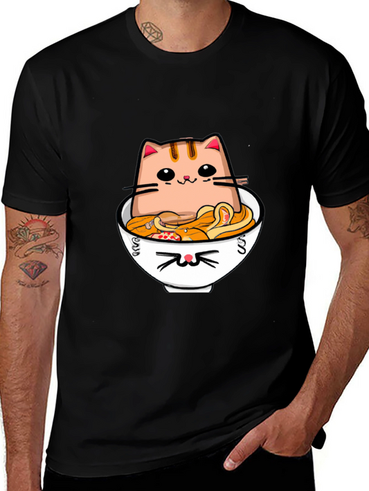 Cat Ramen T-Shirt - Kawaii Noodle Bowl Design