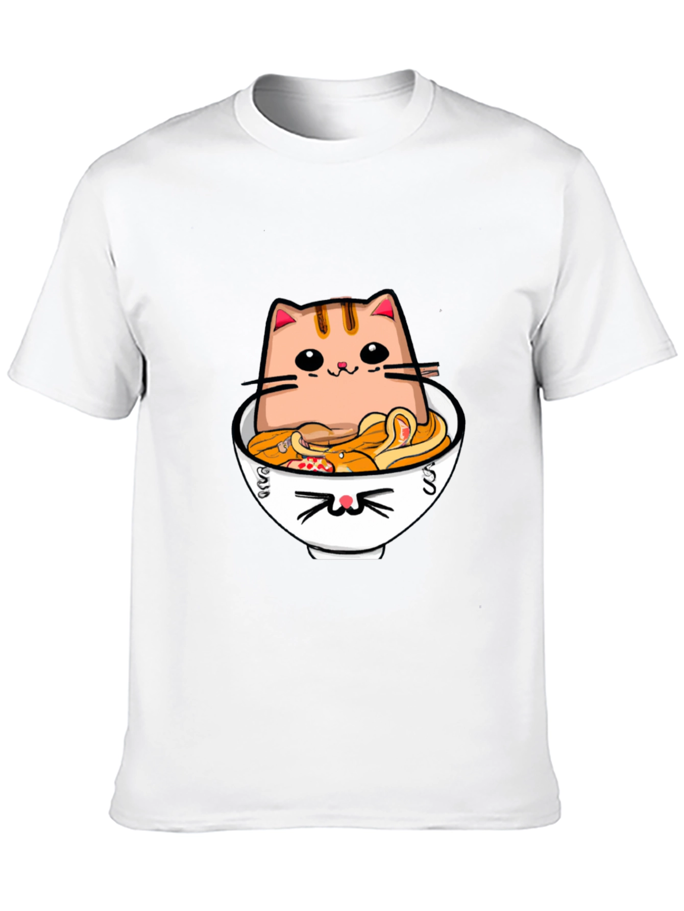 Cat Ramen T-Shirt - Kawaii Noodle Bowl Design