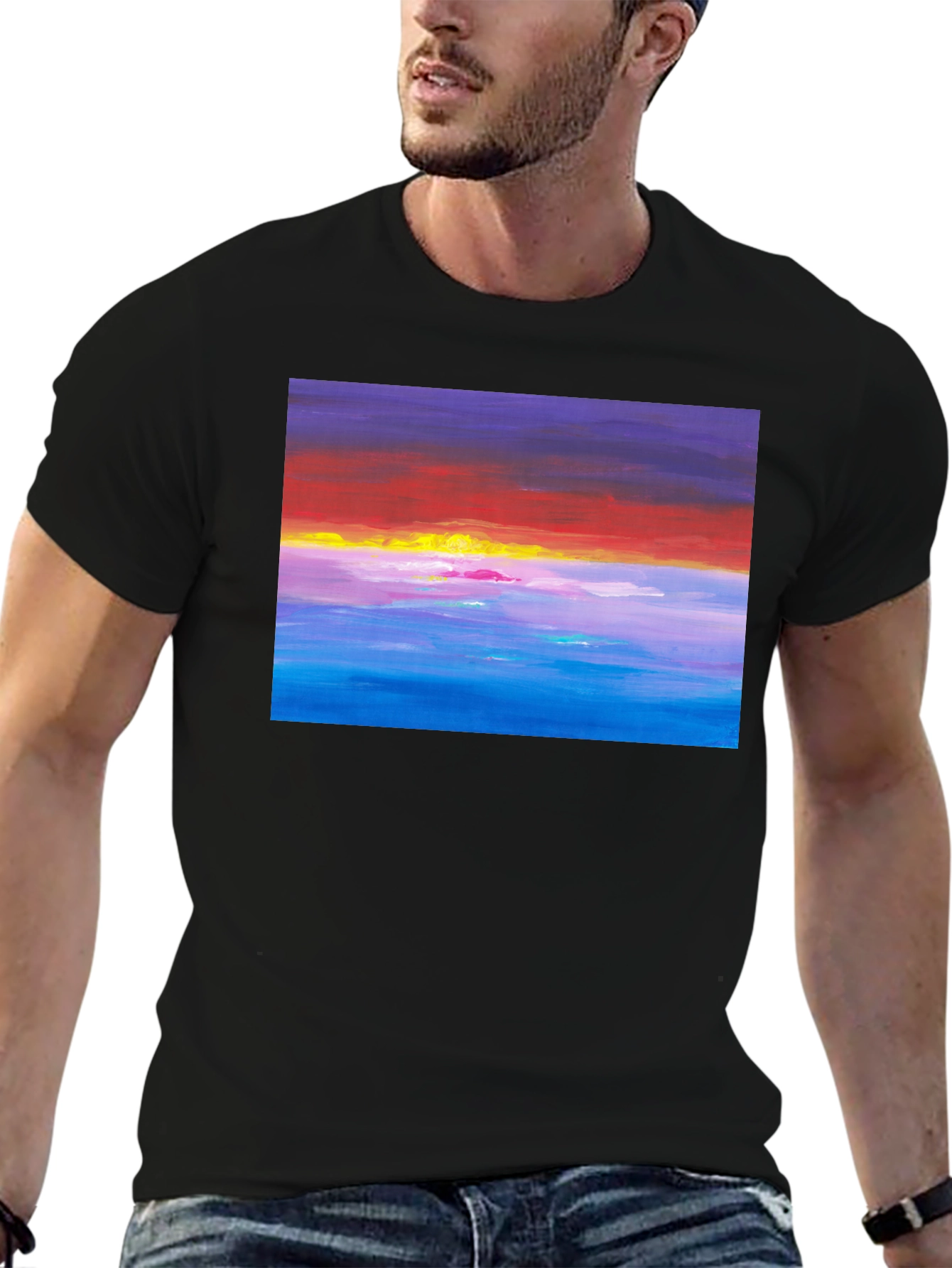 Sunset Seascape Graphic Tee - Black