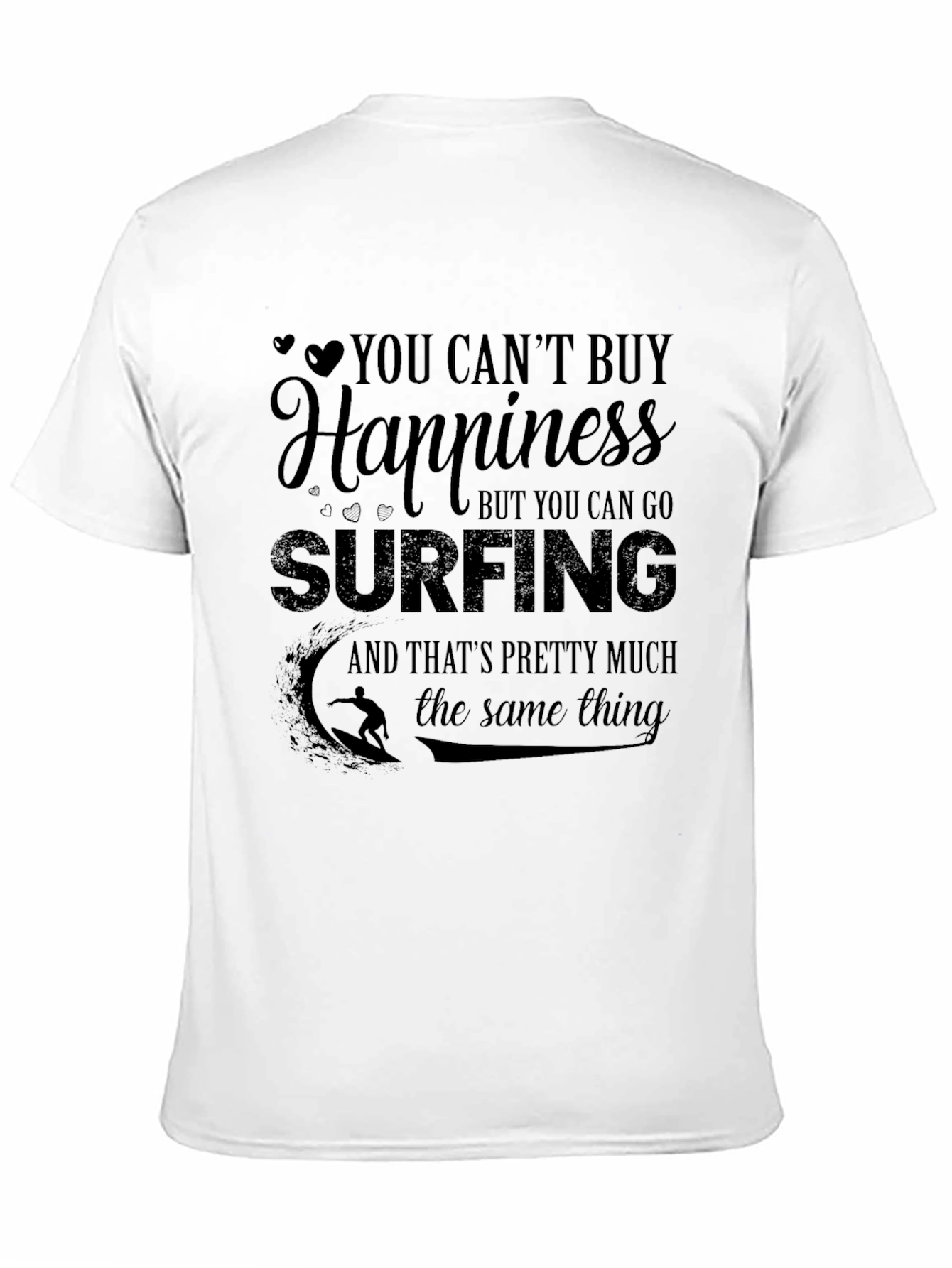 Surfing Happiness Black T-Shirt