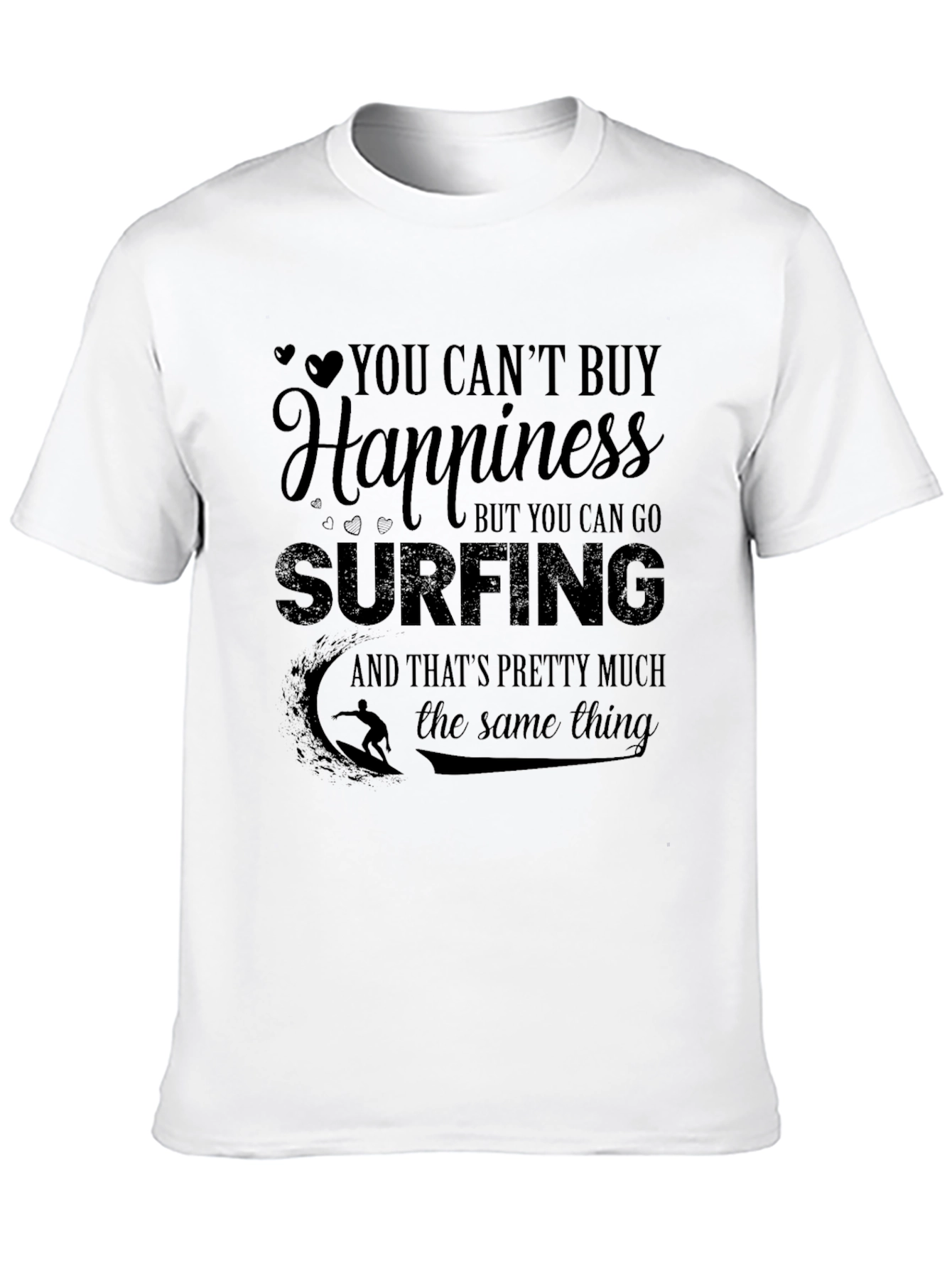 Surfing Happiness Black T-Shirt