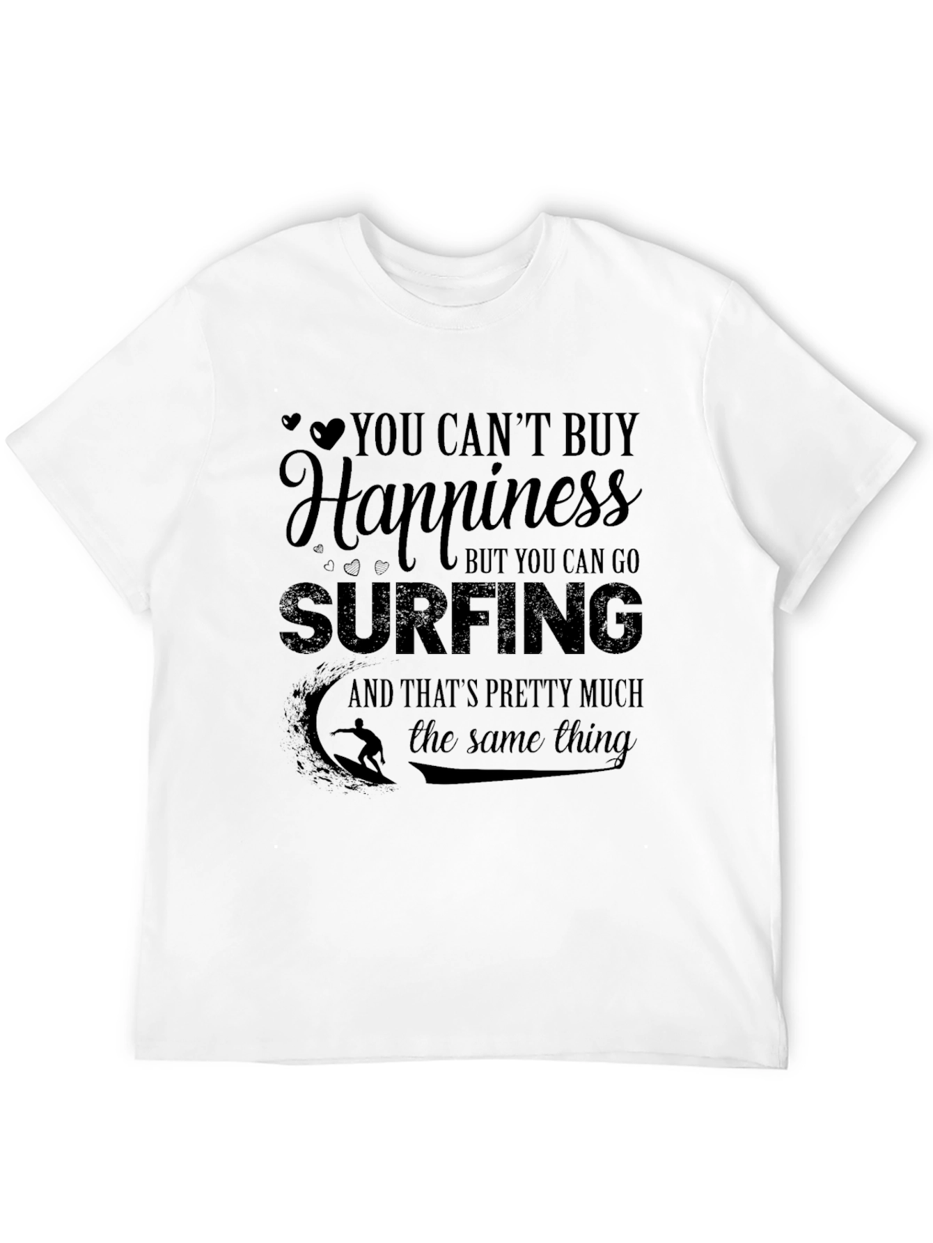 Surfing Happiness Black T-Shirt