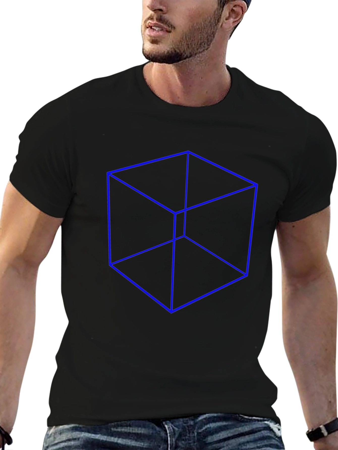 Geometric Cube Illusion T-Shirt - Modern Art Design