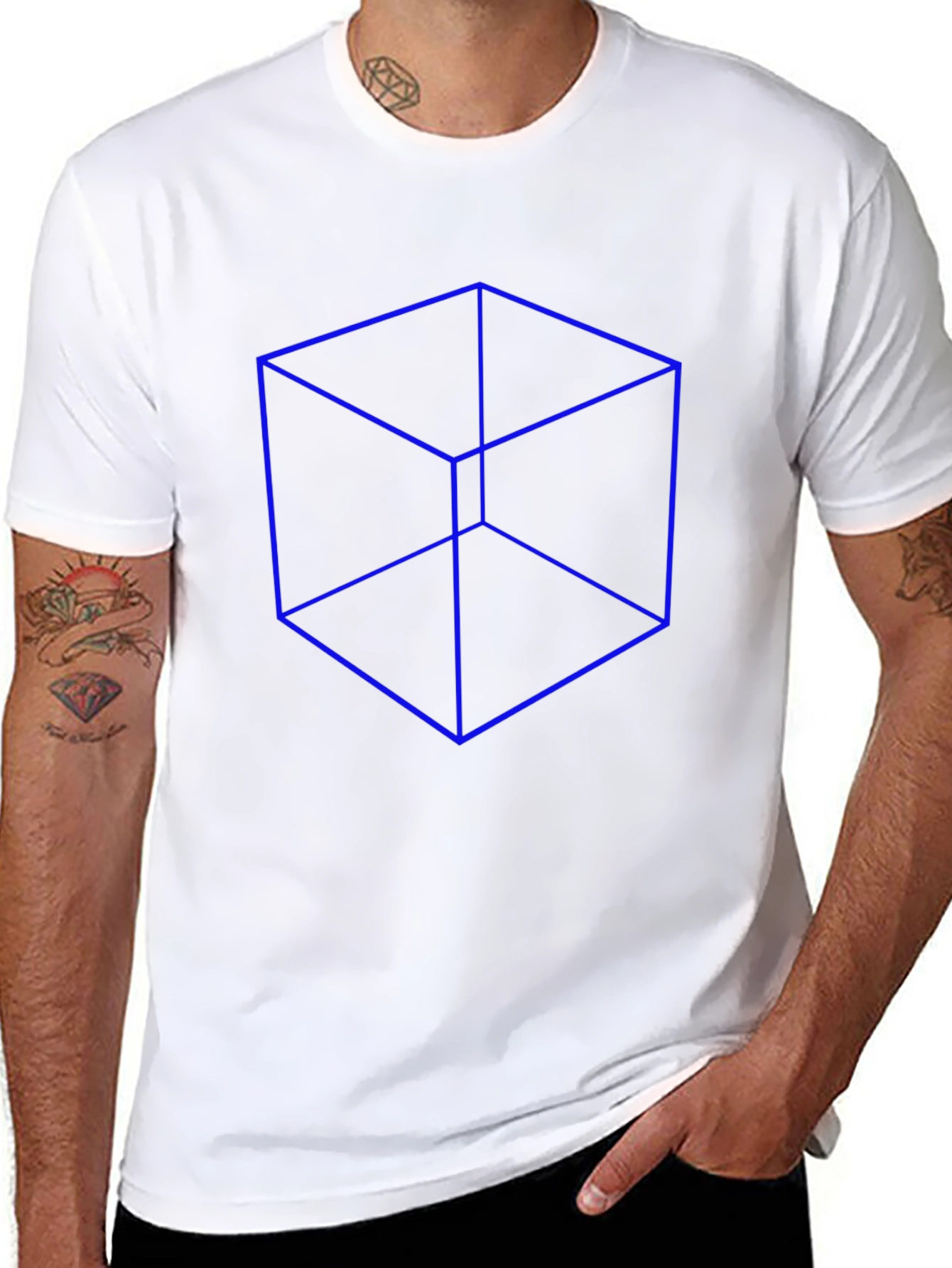 Geometric Cube Illusion T-Shirt - Modern Art Design