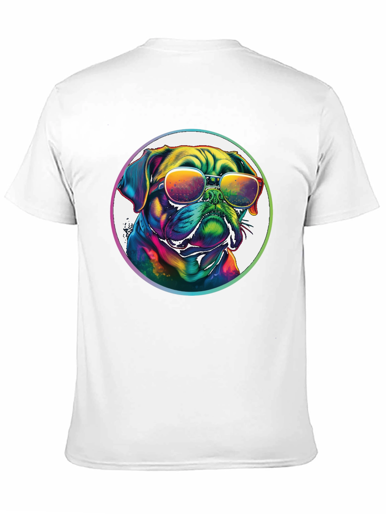 Rainbow Pug Sunglasses T-Shirt – Colorful Dog Lover Graphic Tee Gift