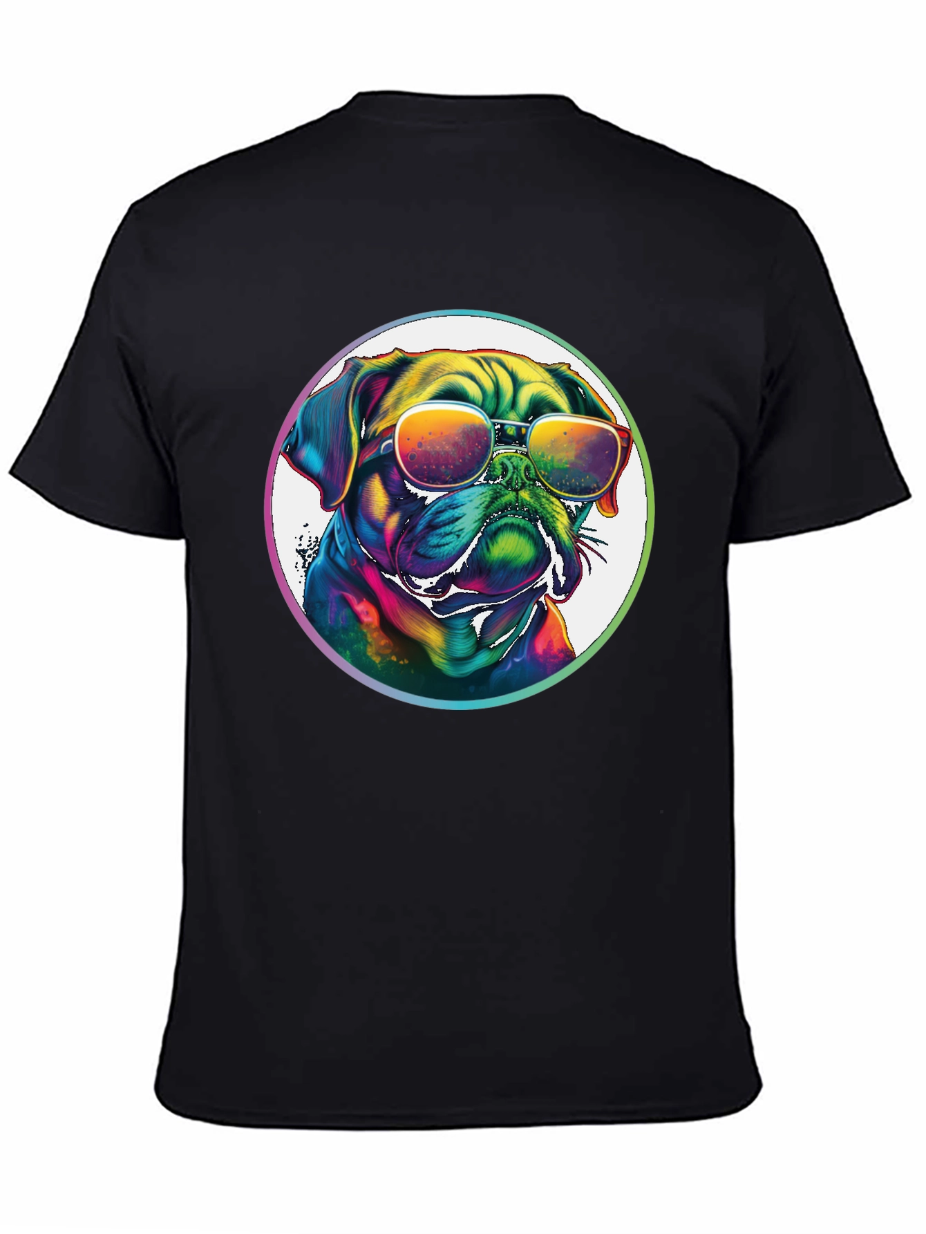 Rainbow Pug Sunglasses T-Shirt – Colorful Dog Lover Graphic Tee Gift