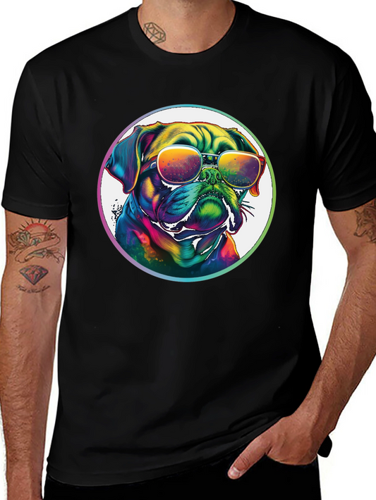Rainbow Pug Sunglasses T-Shirt – Colorful Dog Lover Graphic Tee Gift