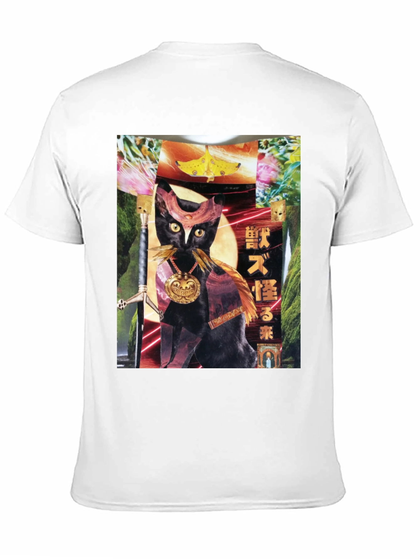 Black T-Shirt with Cat Art