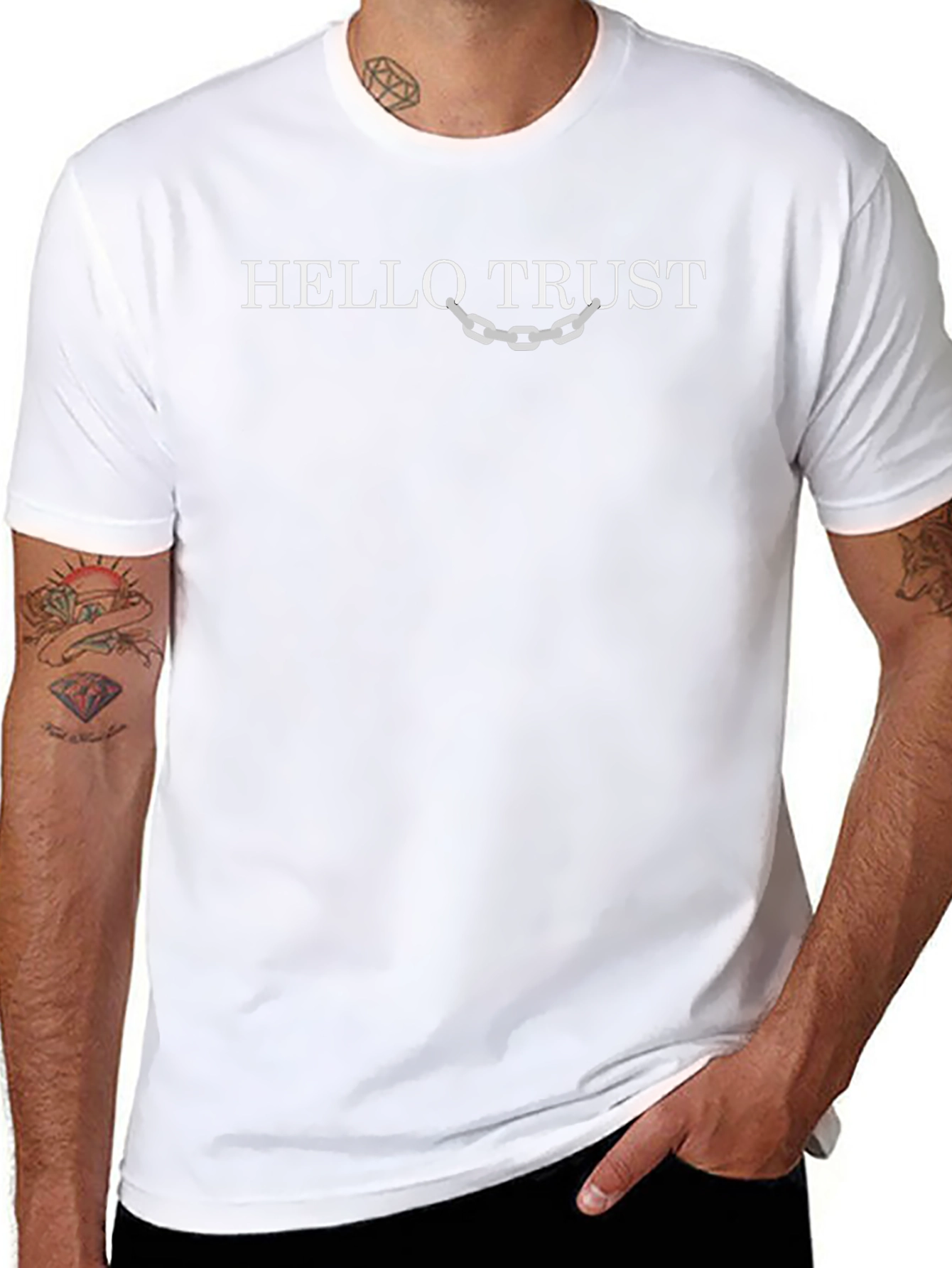 Hello Trust Graphic Tee - Black Cotton Casual T-Shirt