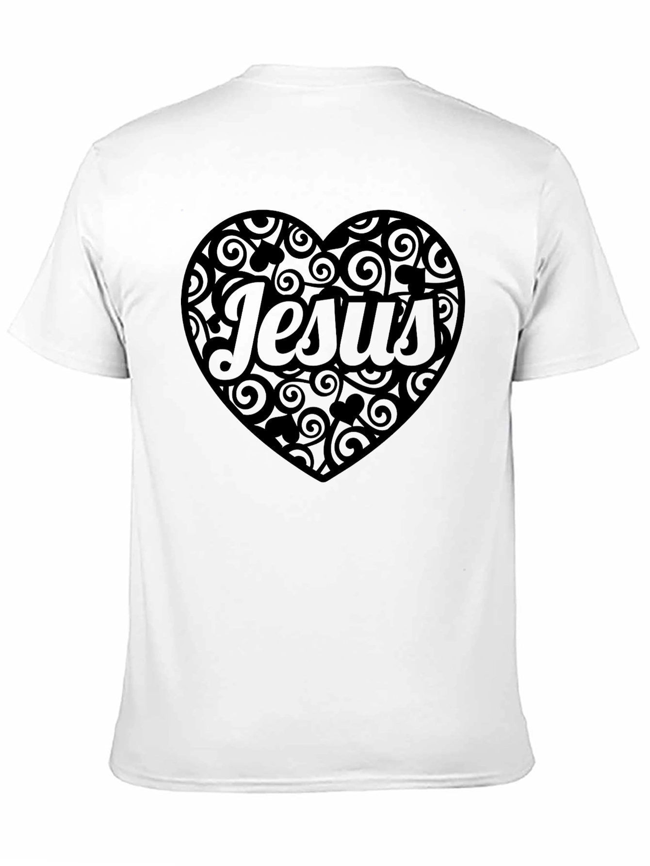 Jesus Heart Swirl T-Shirt - Mens Black Tee