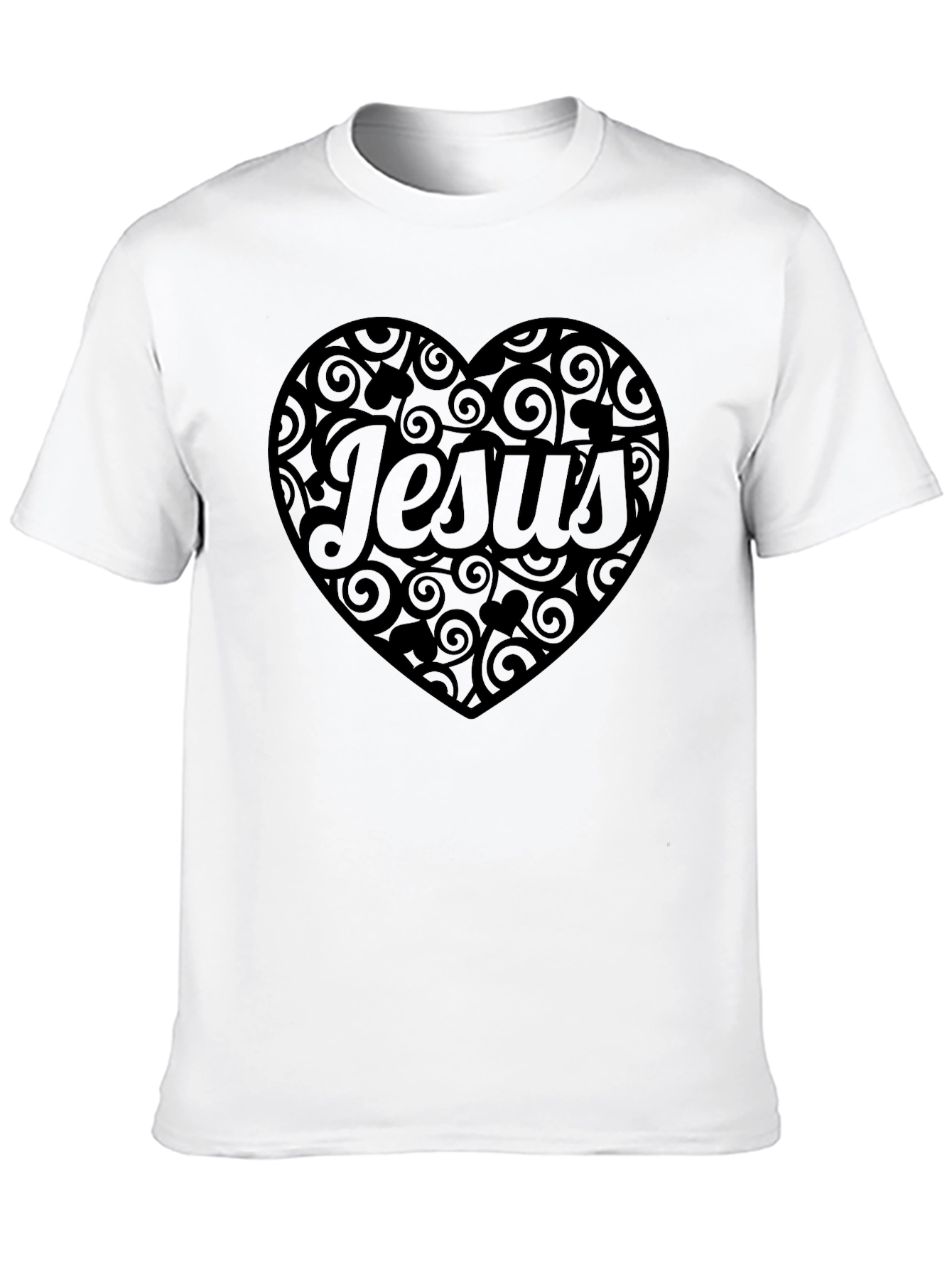Jesus Heart Swirl T-Shirt - Mens Black Tee