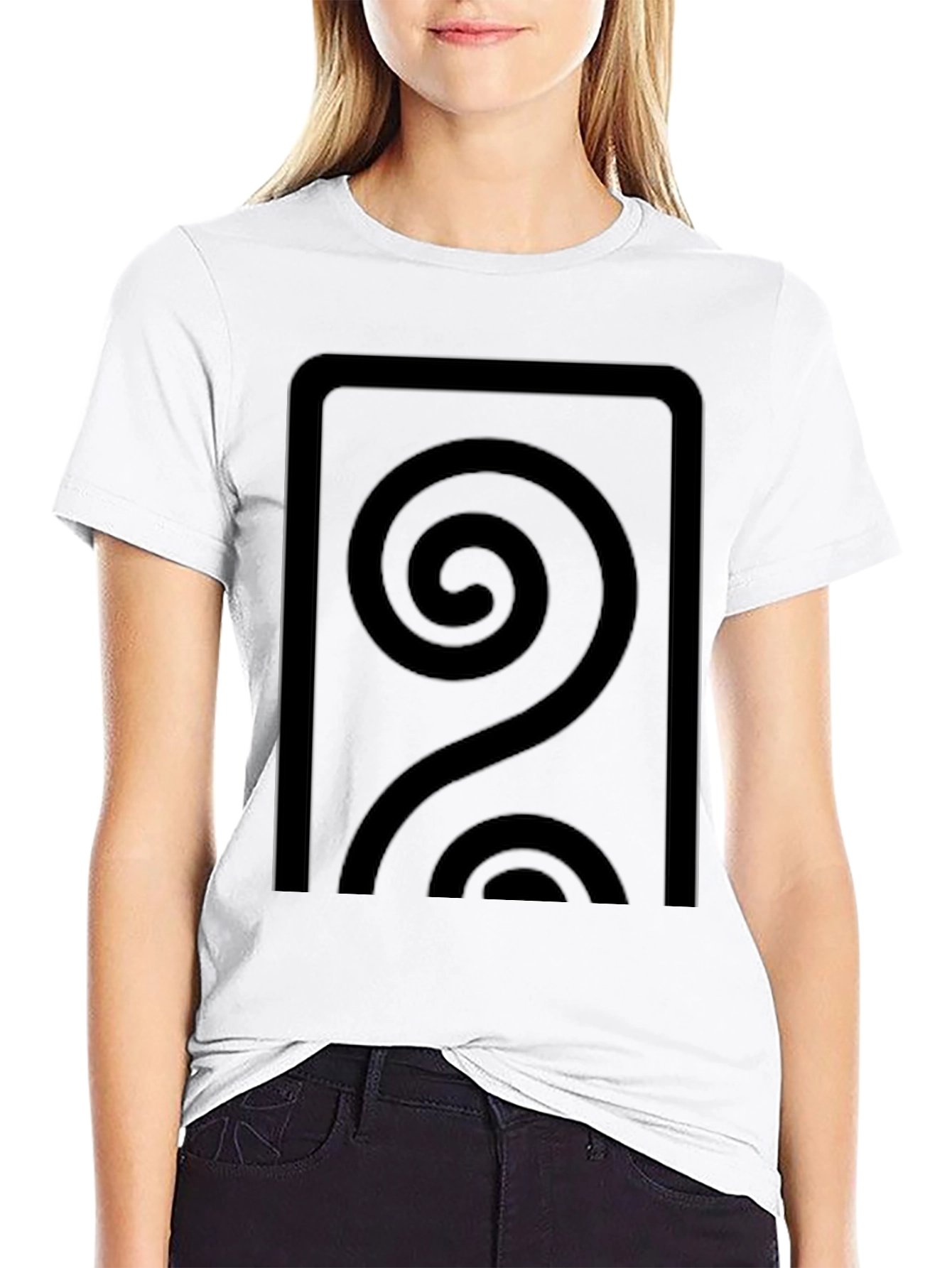 Black T-Shirt with Geometric Spiral Design