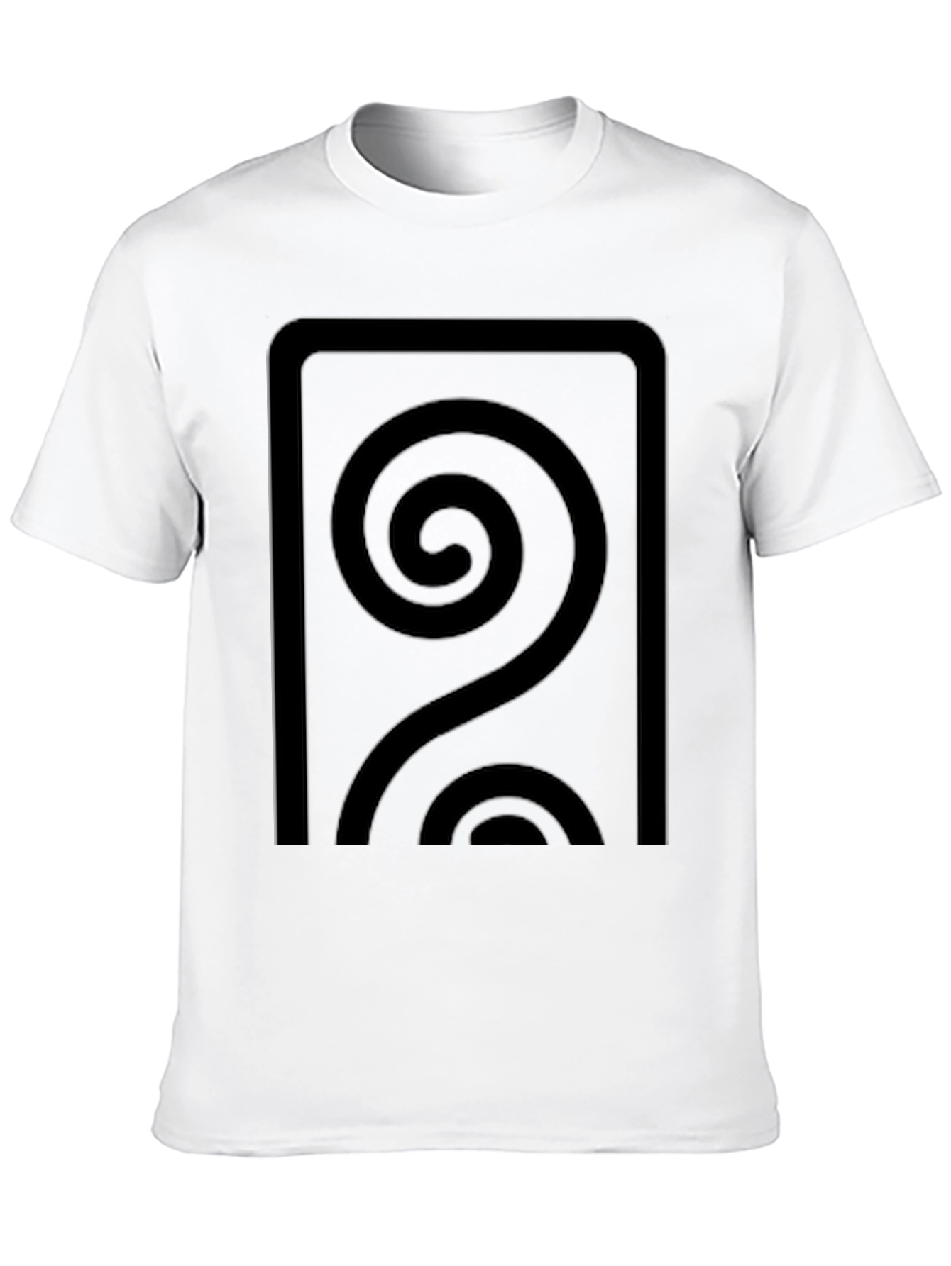 Black T-Shirt with Geometric Spiral Design
