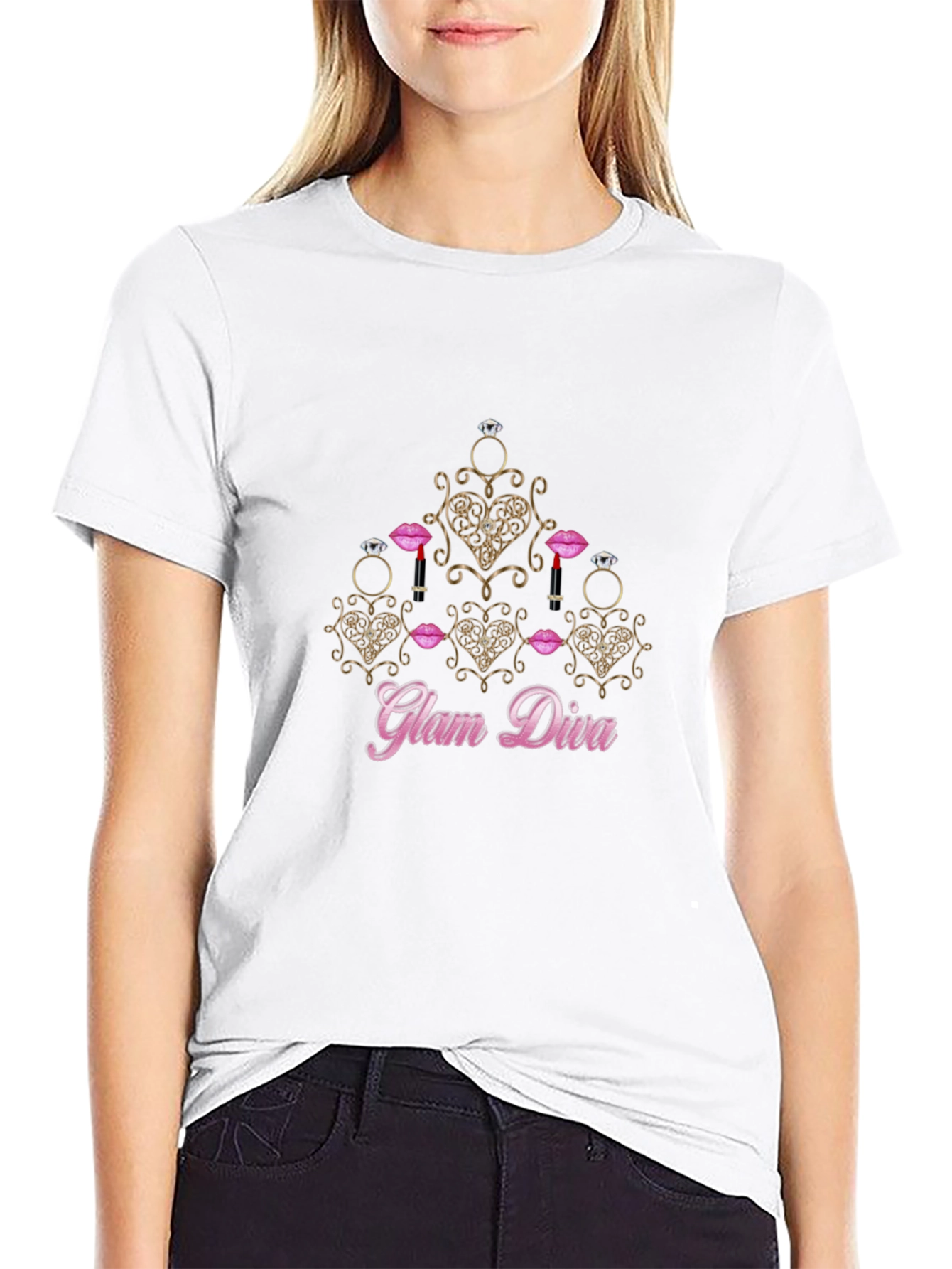 Glam Diva Graphic Black T-Shirt