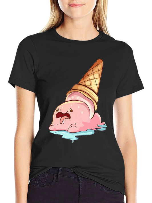 Cartoon Ice Cream Cone T-Shirt - Black