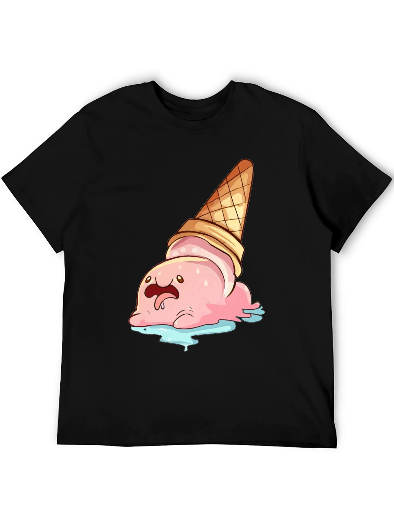 Cartoon Ice Cream Cone T-Shirt - Black