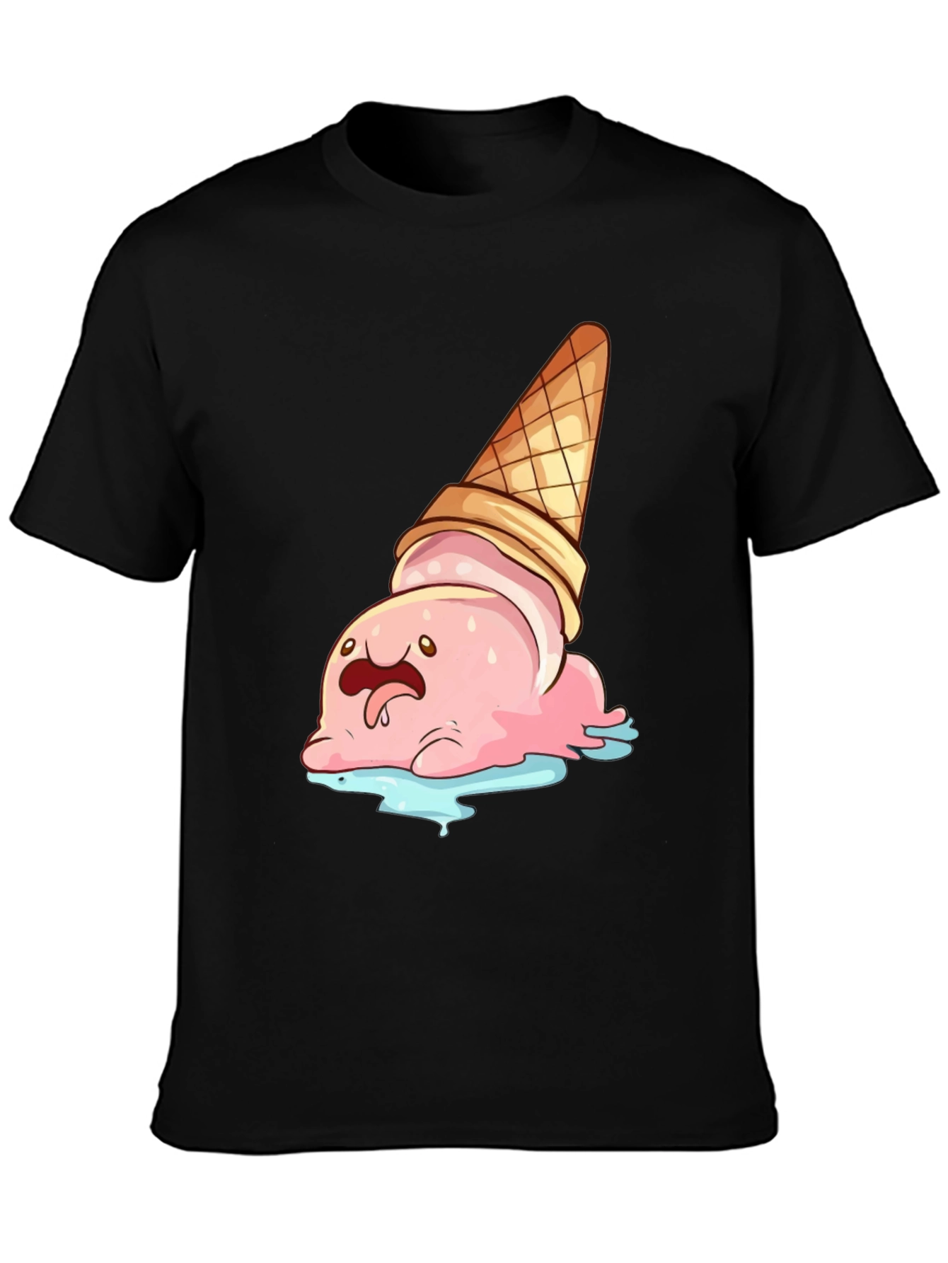 Cartoon Ice Cream Cone T-Shirt - Black