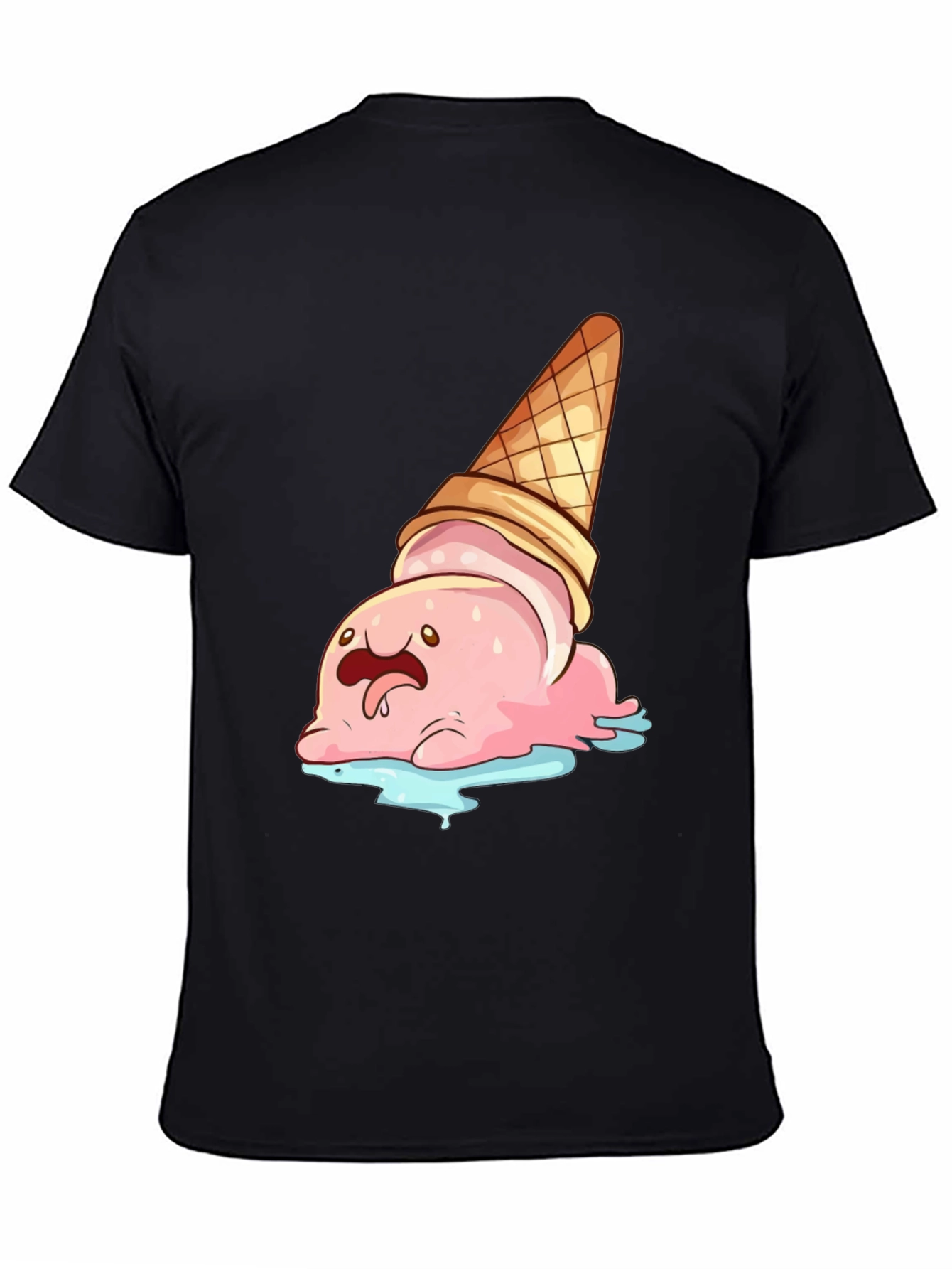 Cartoon Ice Cream Cone T-Shirt - Black