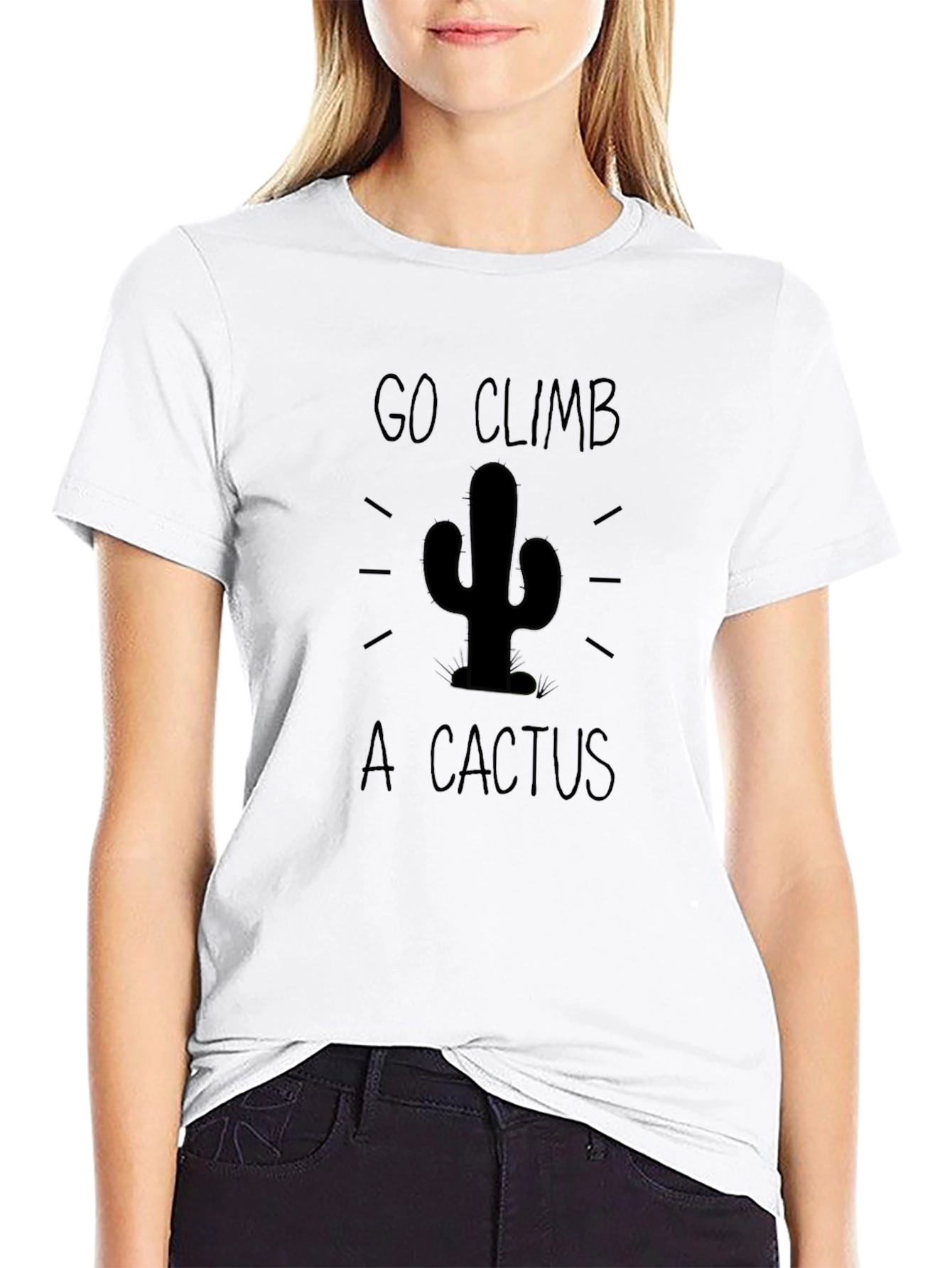 Go Climb A Cactus Black Graphic T-Shirt