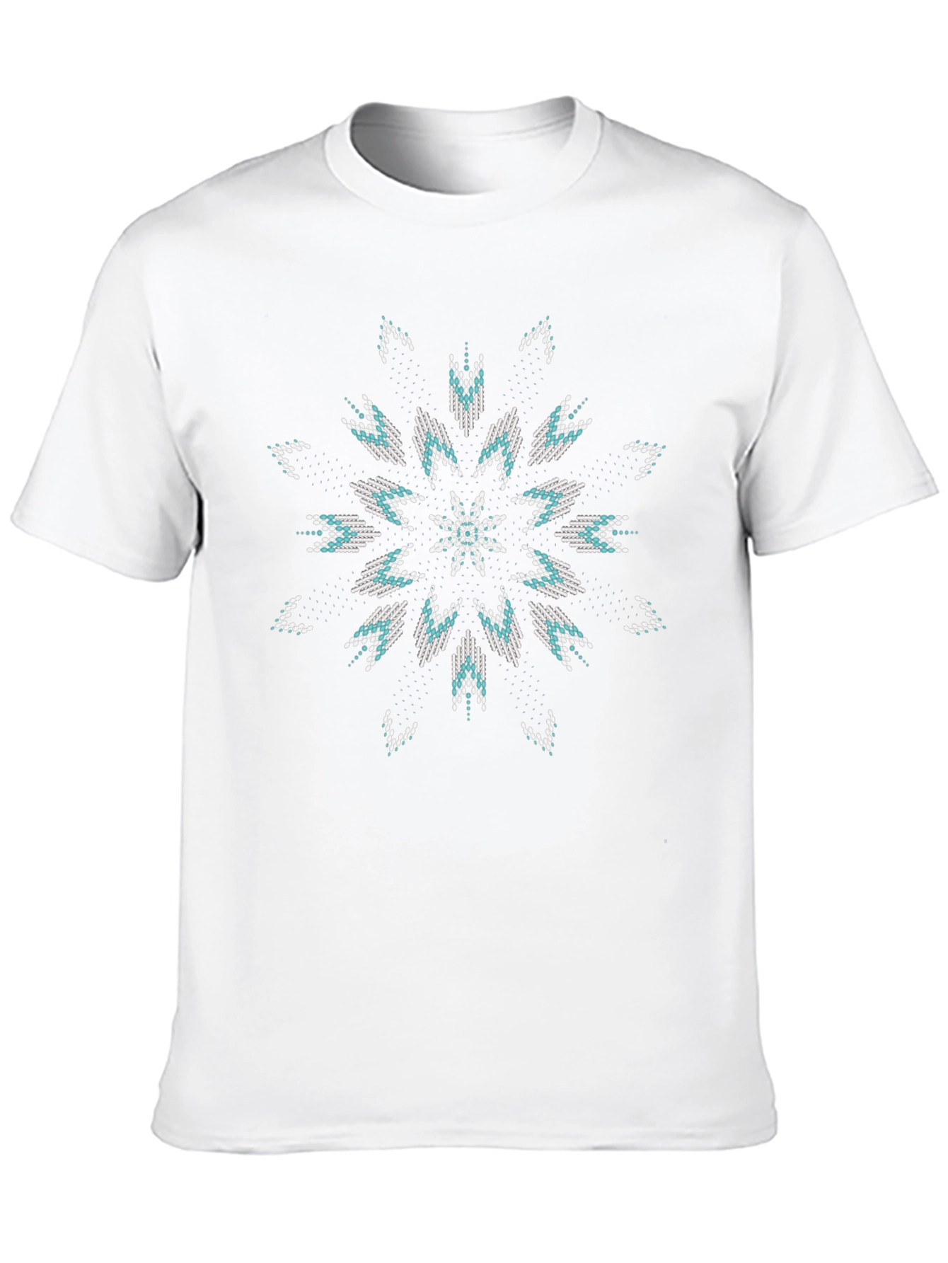 Geometric Beaded Design Black T-Shirt