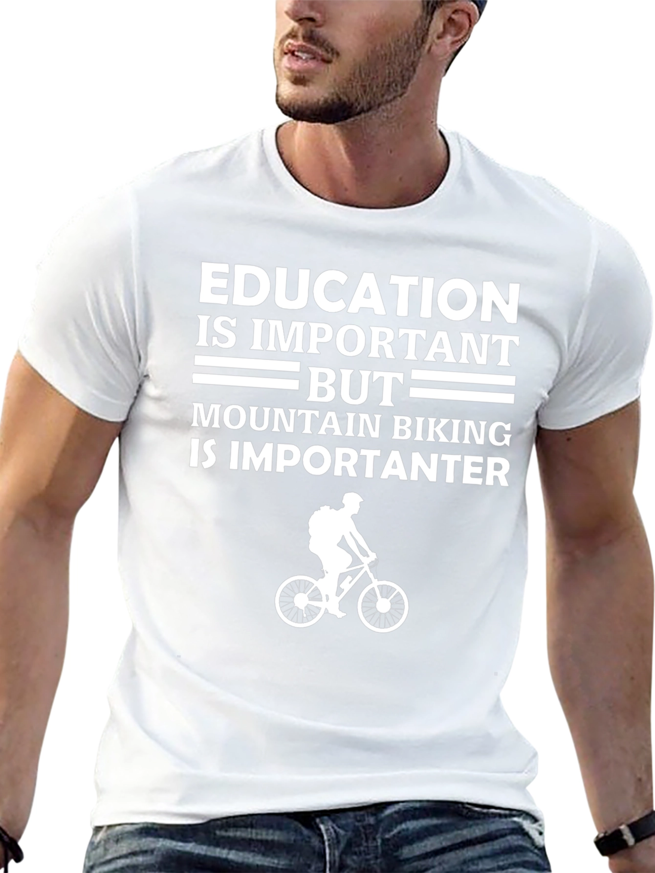 Funny Mountain Biking T-Shirt - Education Is Important