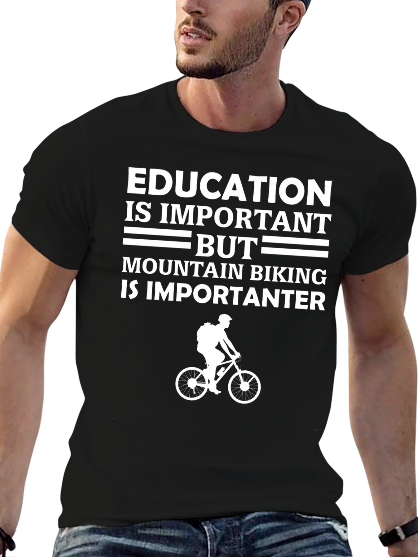 Funny Mountain Biking T-Shirt - Education Is Important