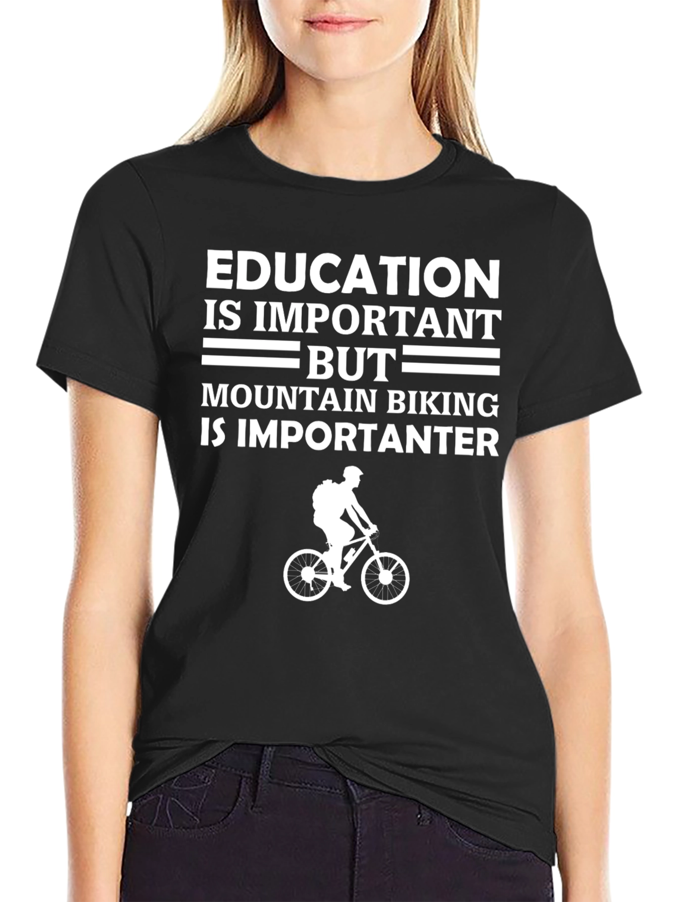 Funny Mountain Biking T-Shirt - Education Is Important