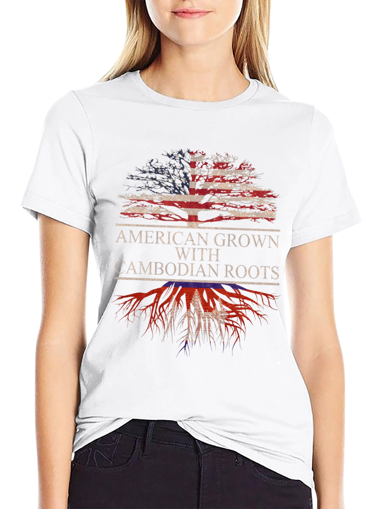 American Grown Cambodian Roots Graphic T-Shirt