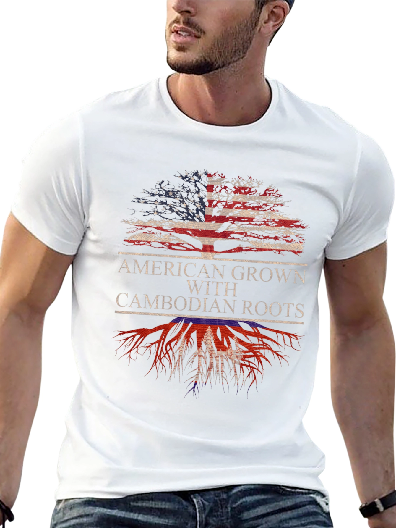 American Grown Cambodian Roots Graphic T-Shirt