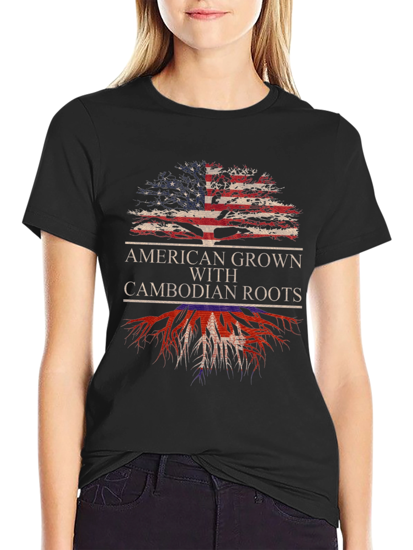 American Grown Cambodian Roots Graphic T-Shirt