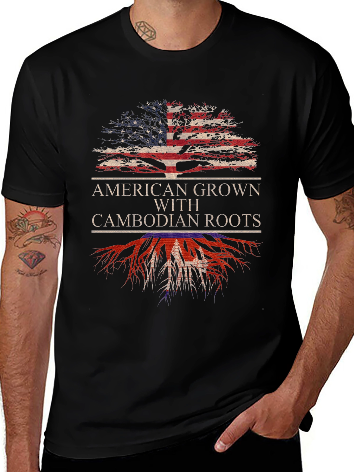 American Grown Cambodian Roots Graphic T-Shirt