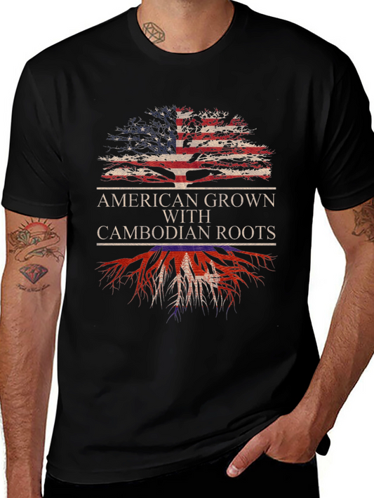 American Grown Cambodian Roots Graphic T-Shirt