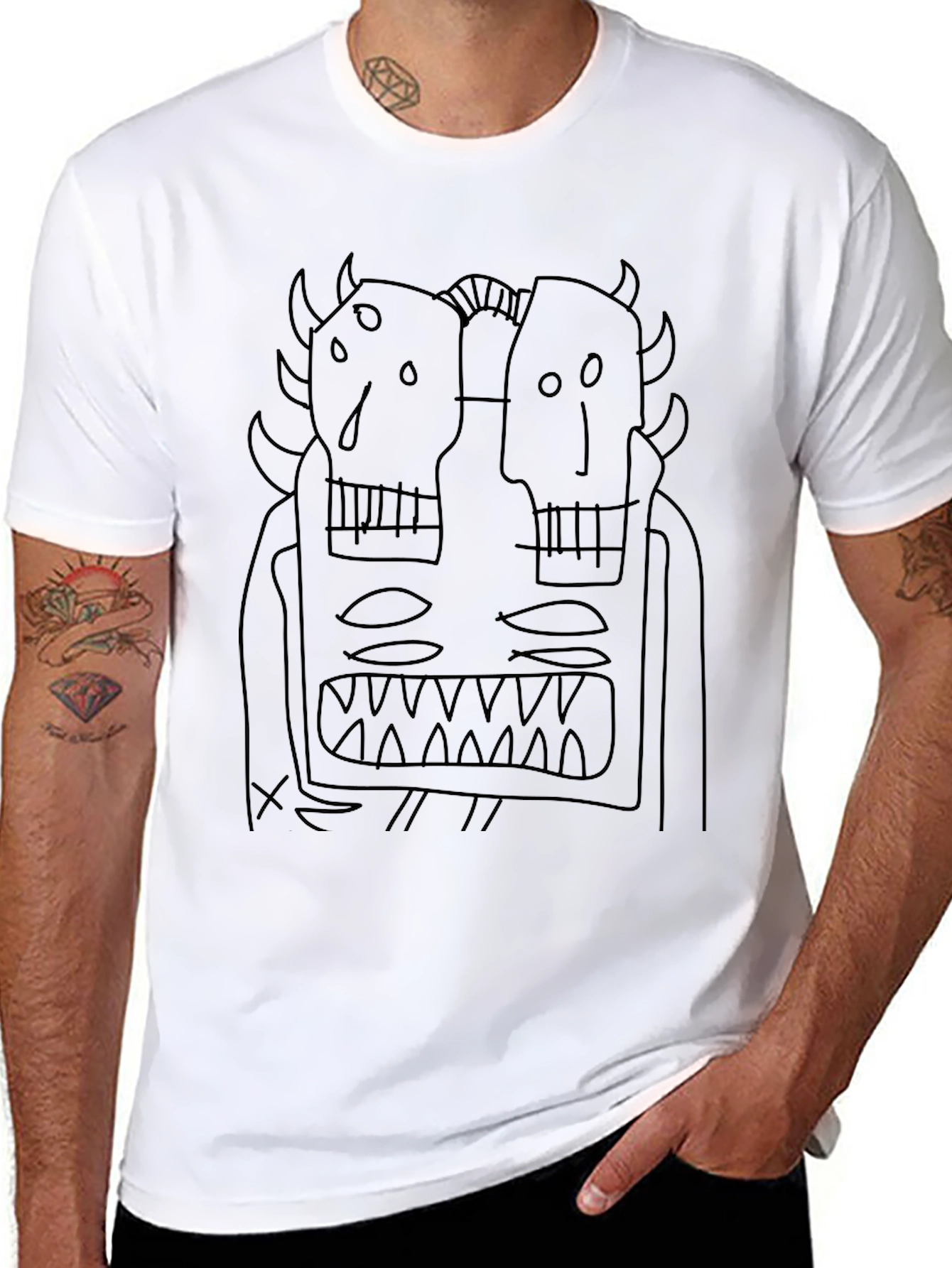 Abstract Graphic Print Black T-Shirt