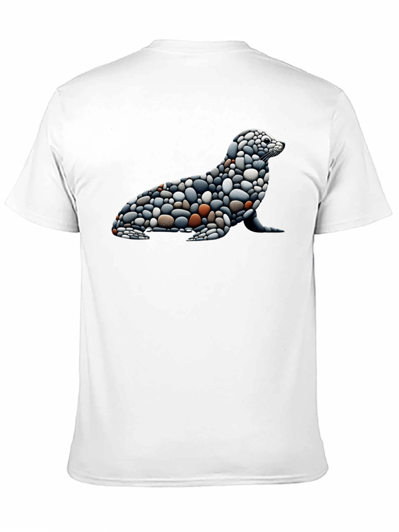Stone Pebble Seal Graphic Tee - Black Cotton Blend