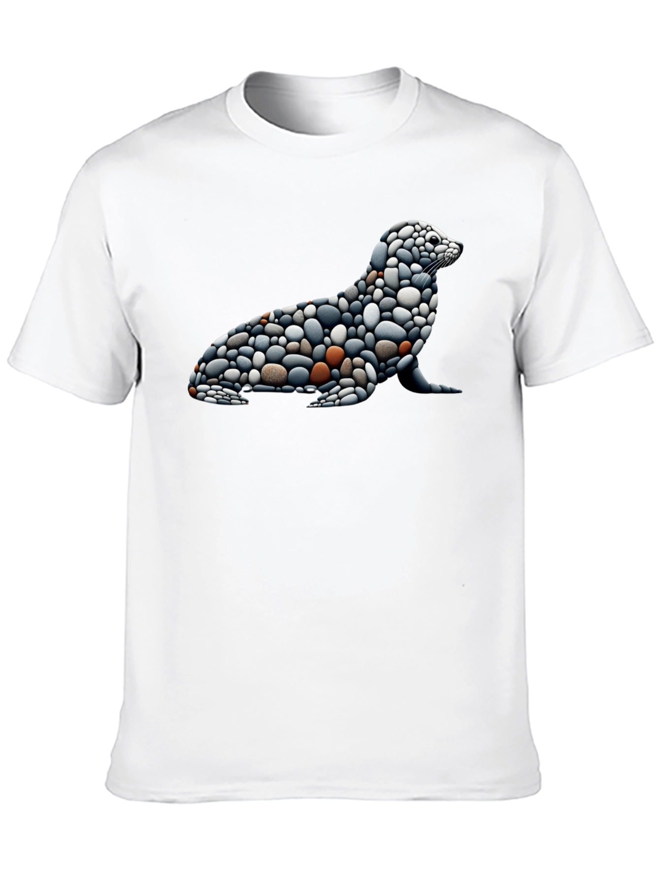 Stone Pebble Seal Graphic Tee - Black Cotton Blend