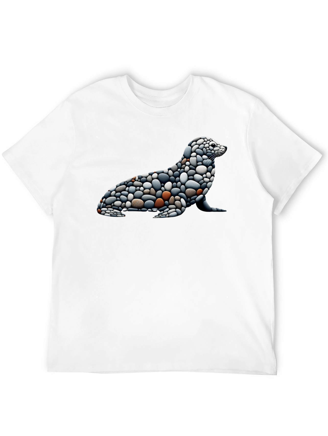Stone Pebble Seal Graphic Tee - Black Cotton Blend