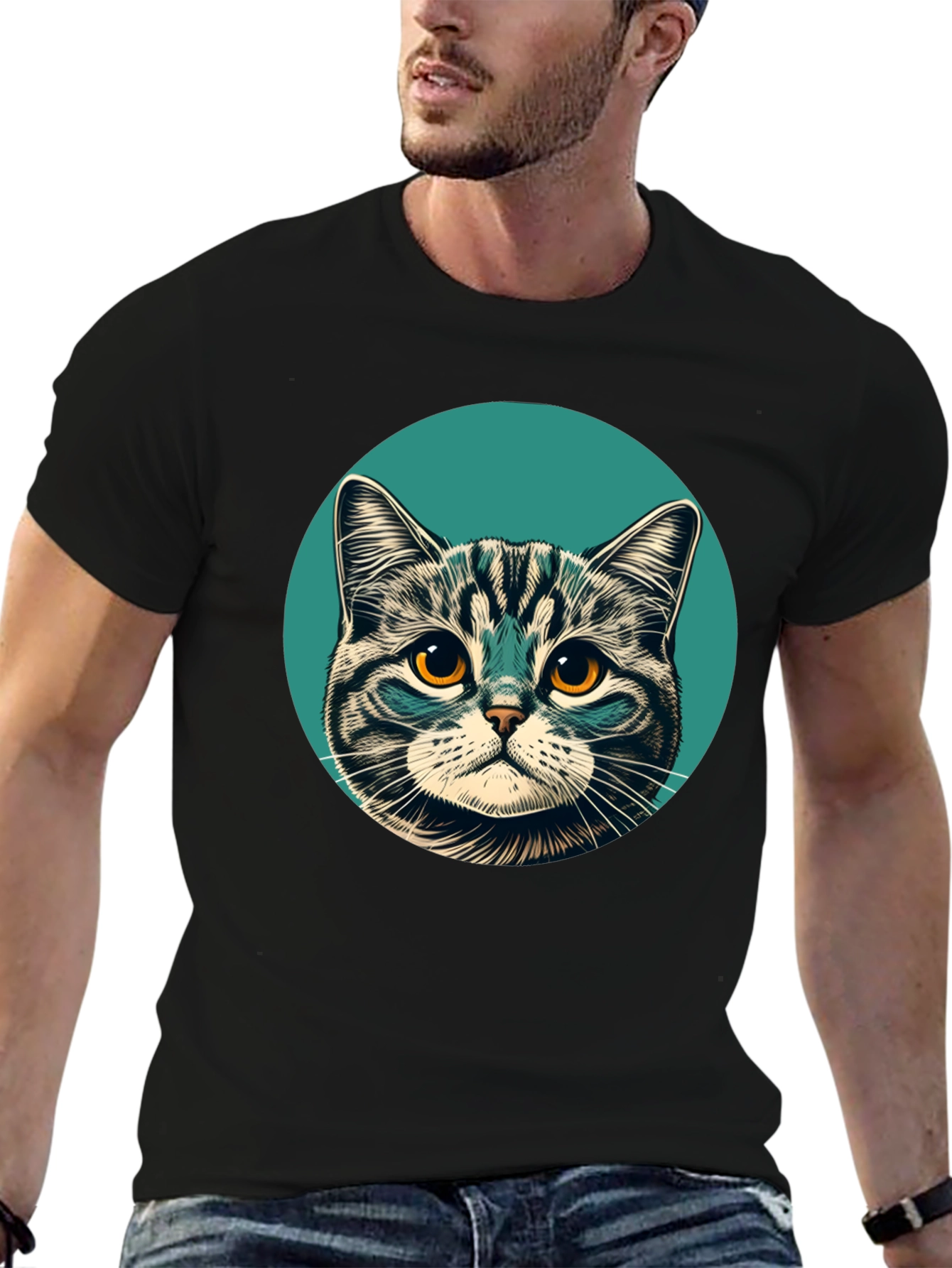 Cool Cat Graphic Tee - Mens Black T-Shirt