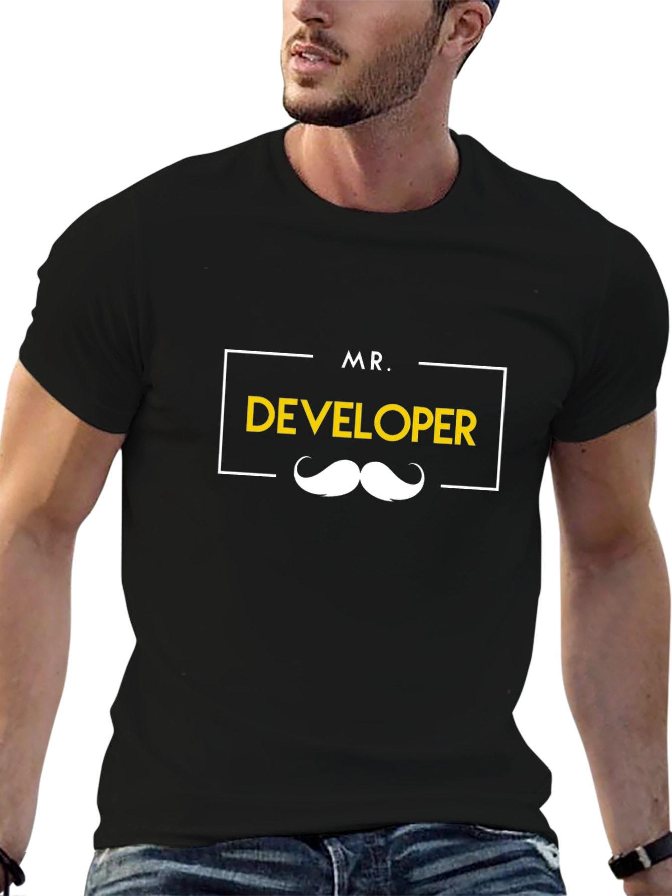 Mr. Developer Graphic Tee - Black Cotton T-Shirt