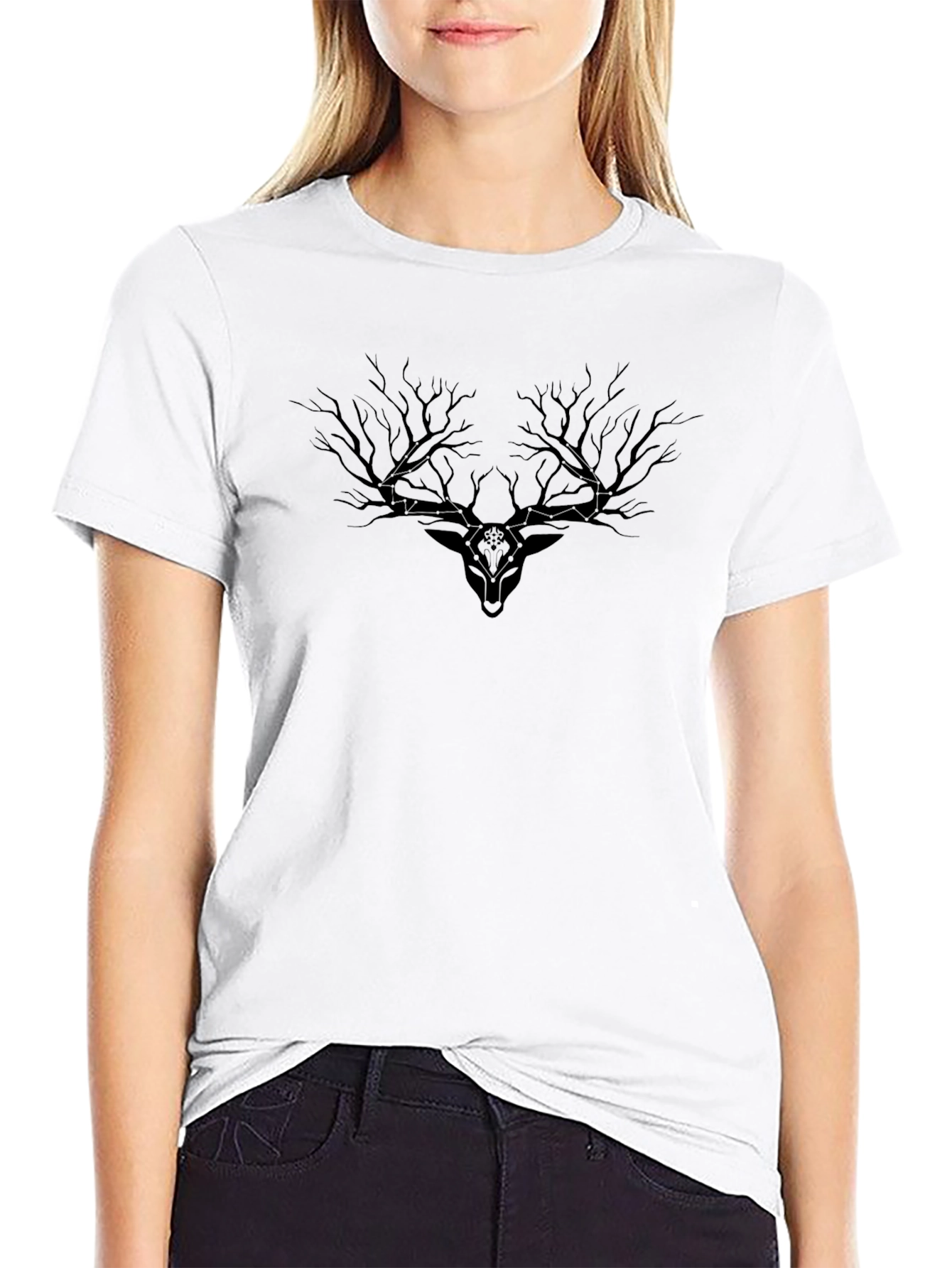 Mens Black Deer Antler Graphic Tee