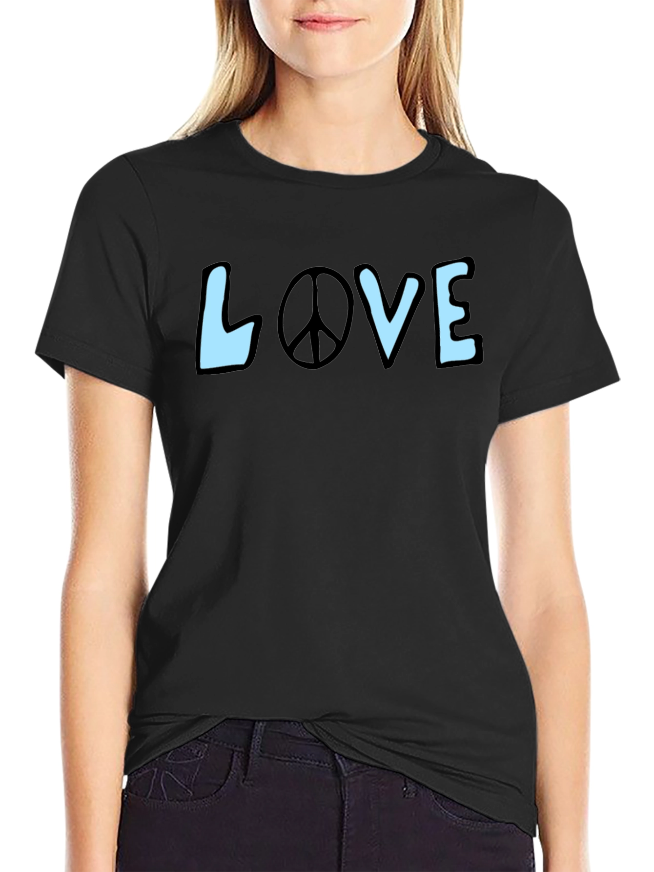 Peace & Love Graphic Tee - Stylish Black T-Shirt