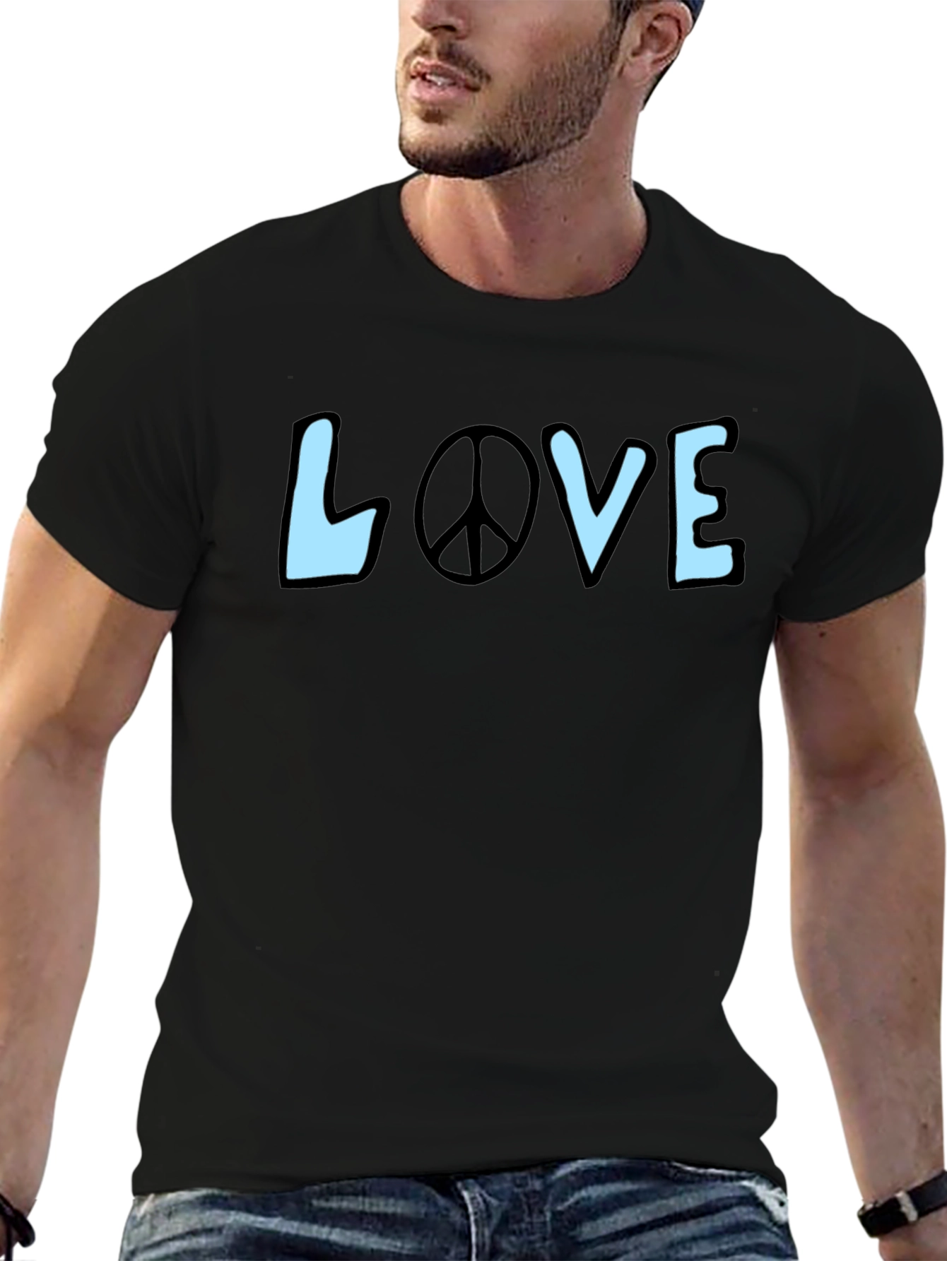 Peace & Love Graphic Tee - Stylish Black T-Shirt