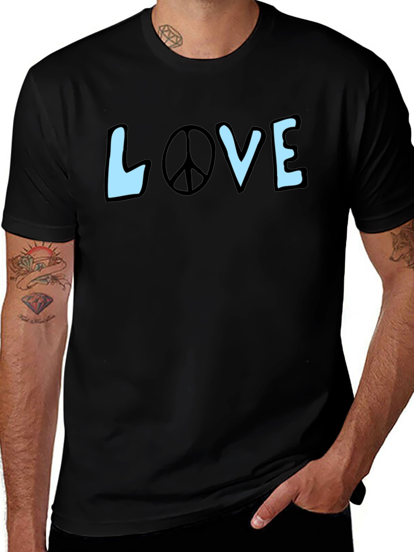 Peace & Love Graphic Tee - Stylish Black T-Shirt