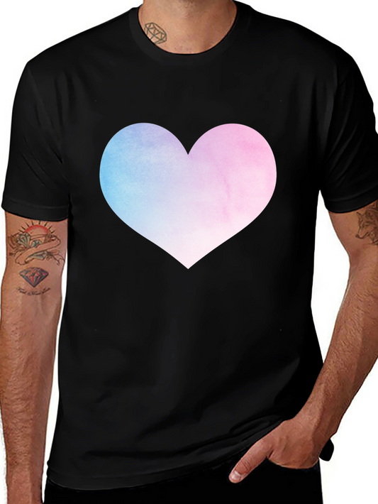 Watercolor Heart Graphic Black T-Shirt