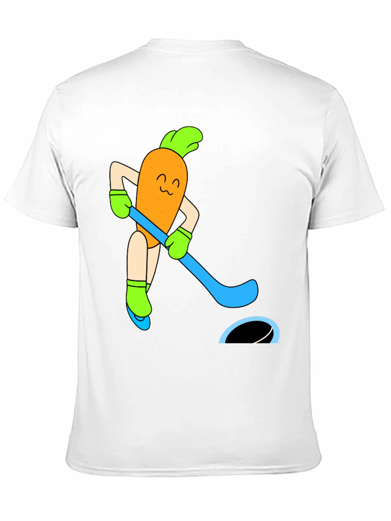 Funny Carrot Hockey Player Graphic Tee - Black