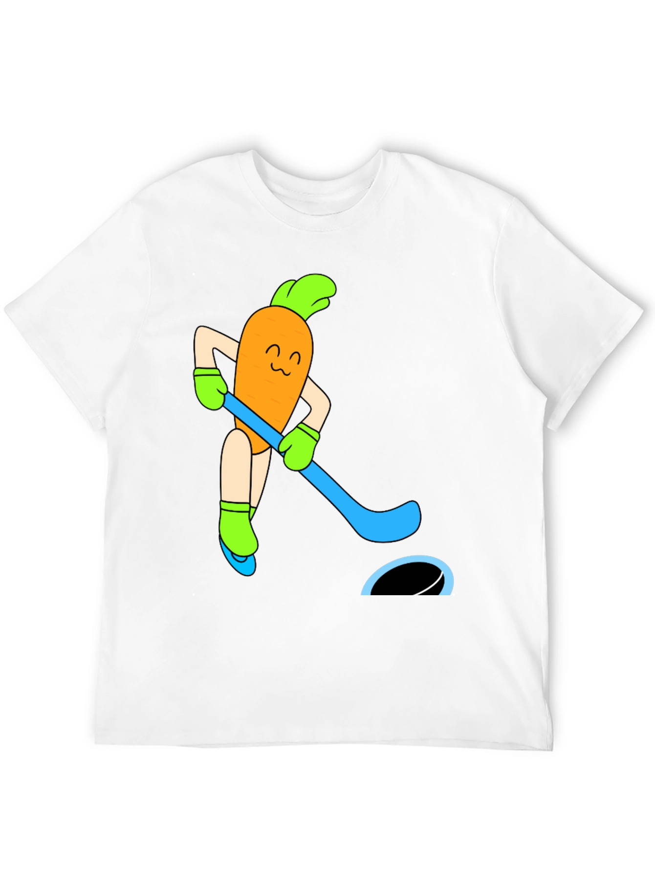 Funny Carrot Hockey Player Graphic Tee - Black