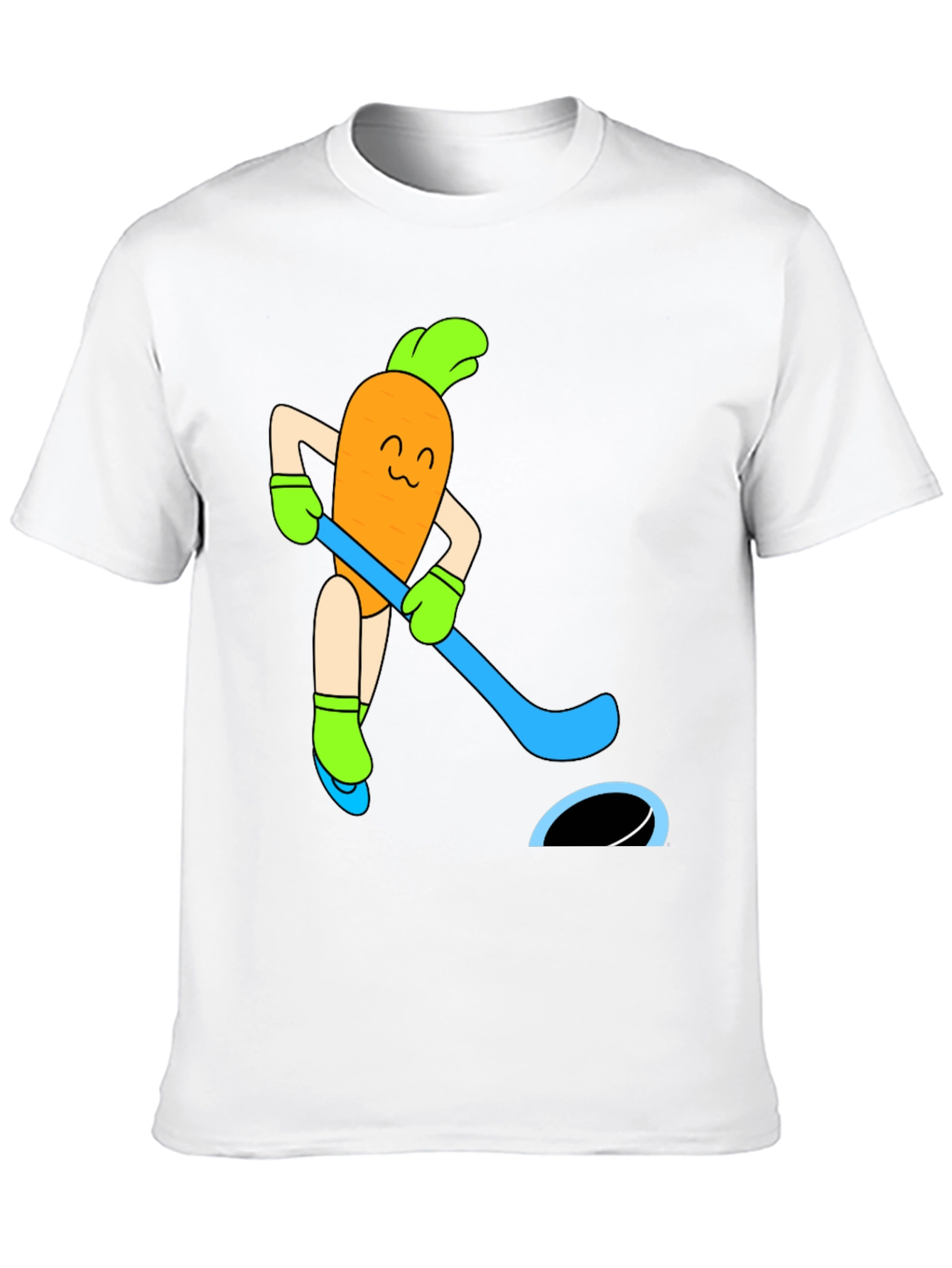 Funny Carrot Hockey Player Graphic Tee - Black